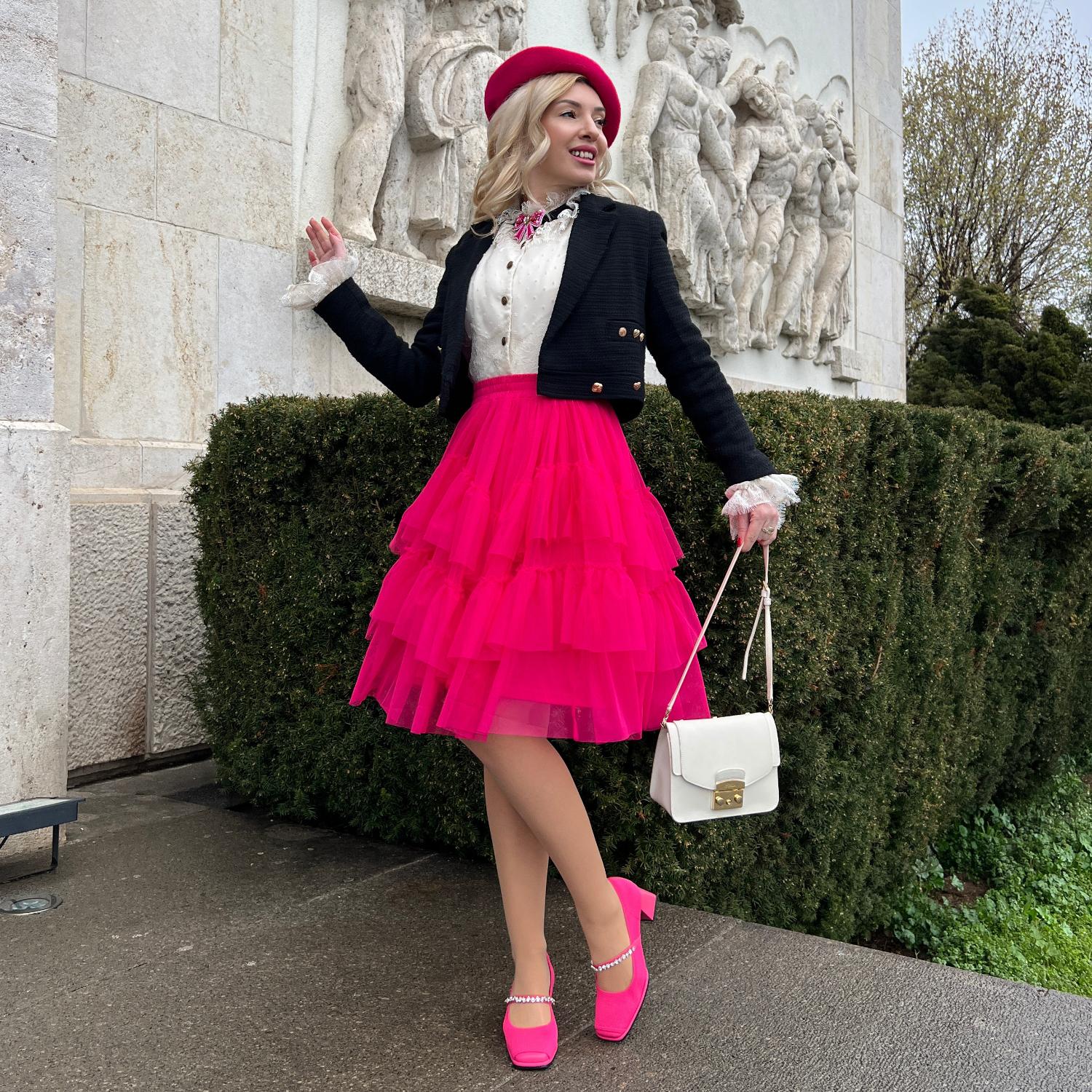 Mesh Skirt - Pomegranate