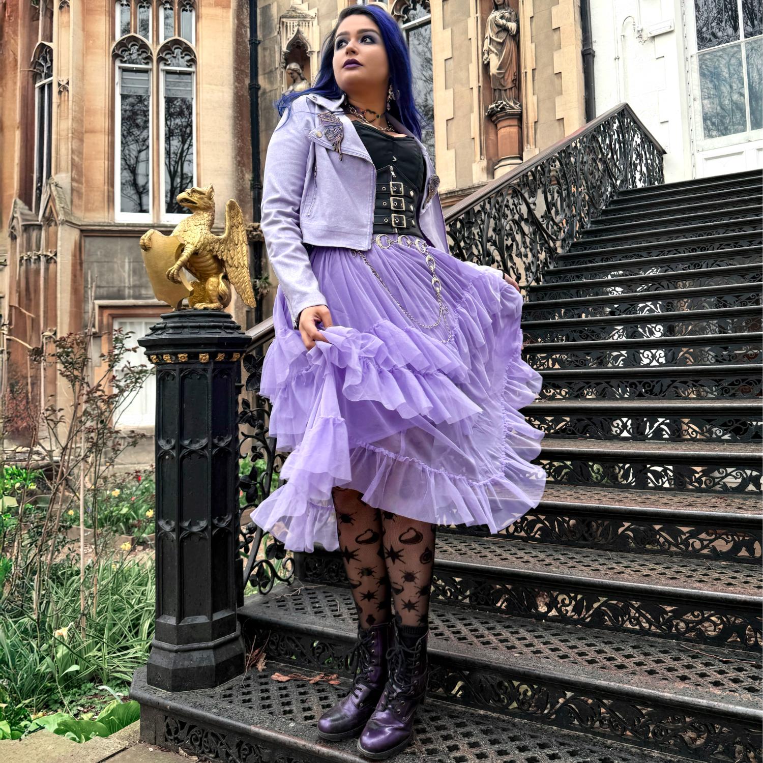 Maxi Mesh Skirt - Lavender Fields