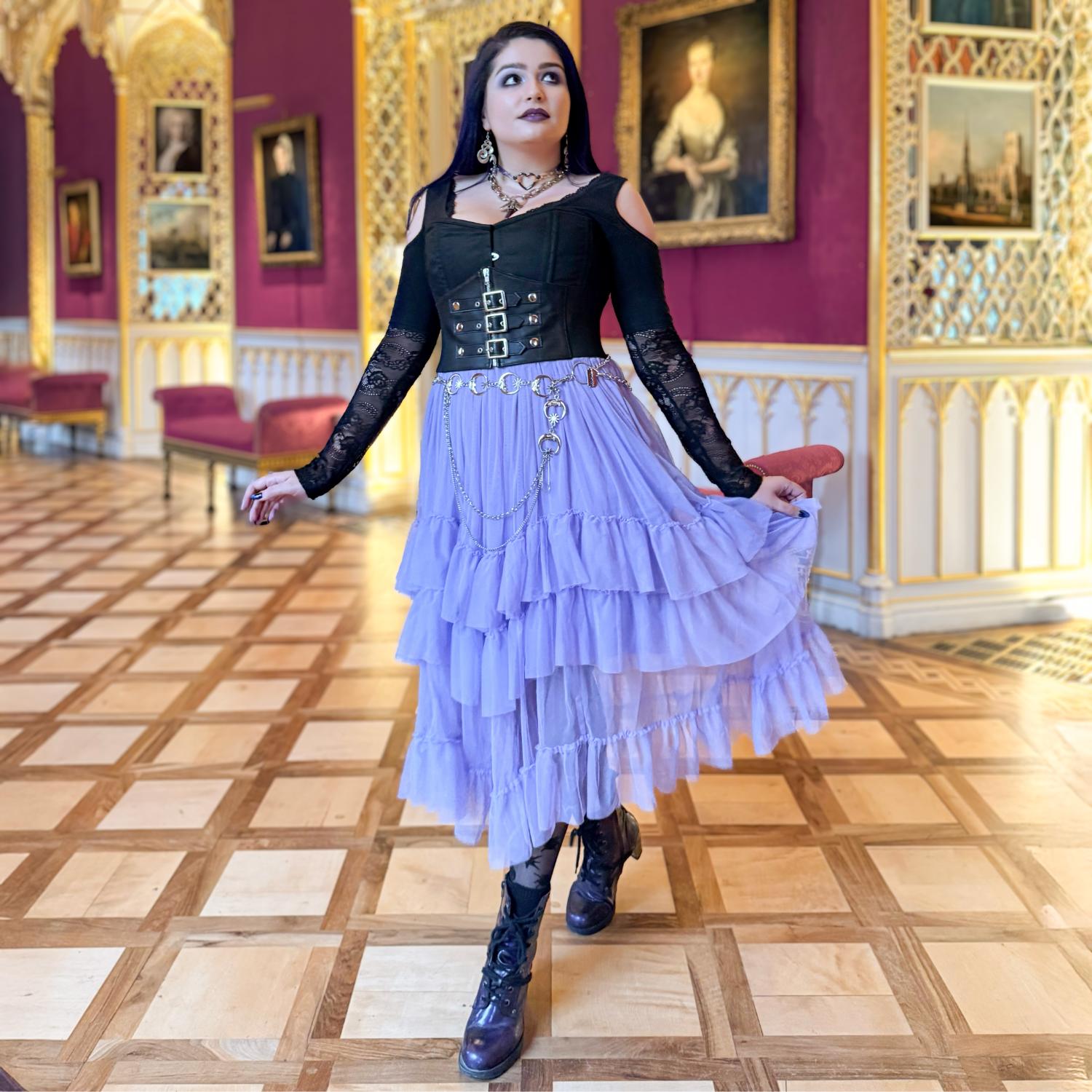 Jupe longue en maille - Champs de lavande