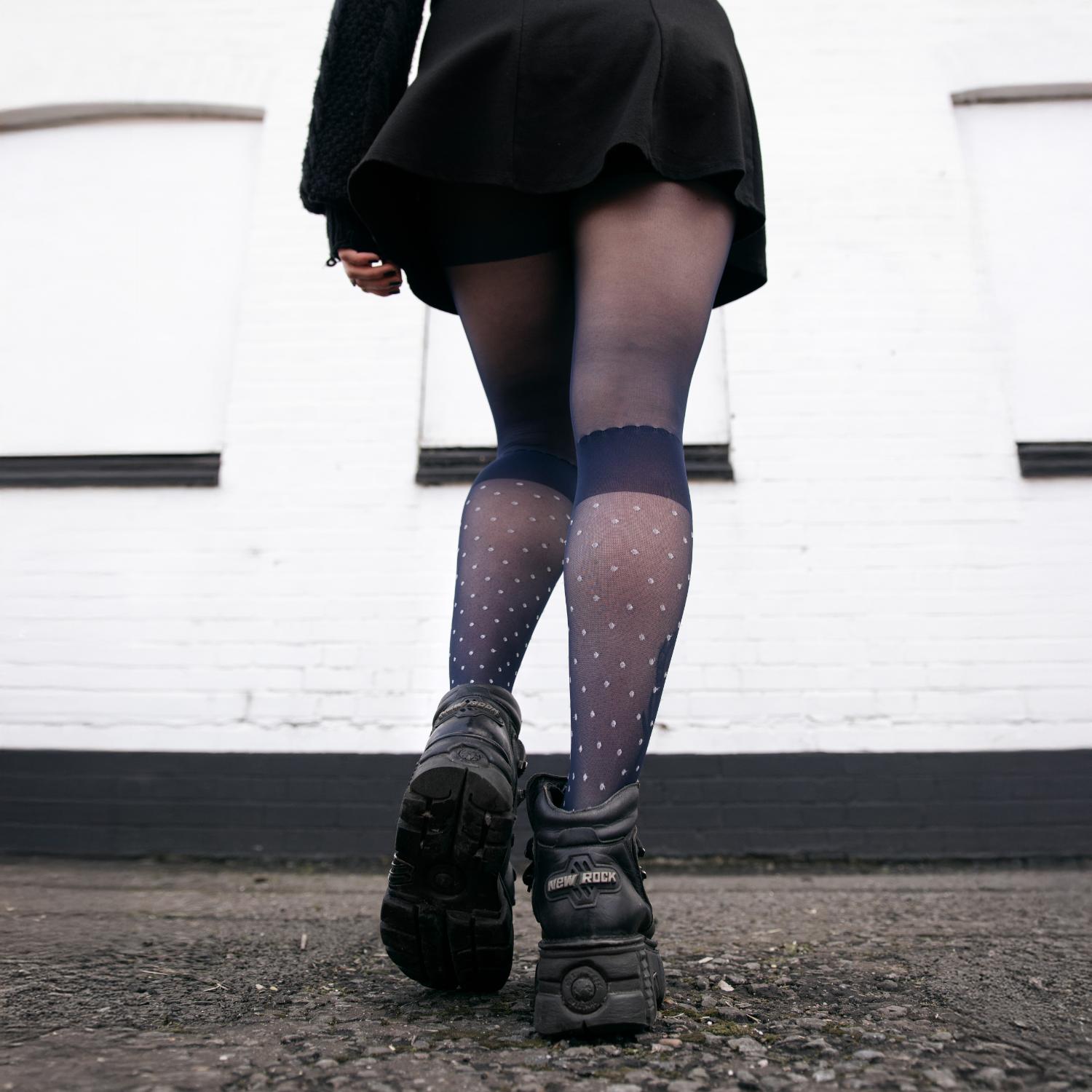 Collants en fausse chaussette Seoul Chic - Marine