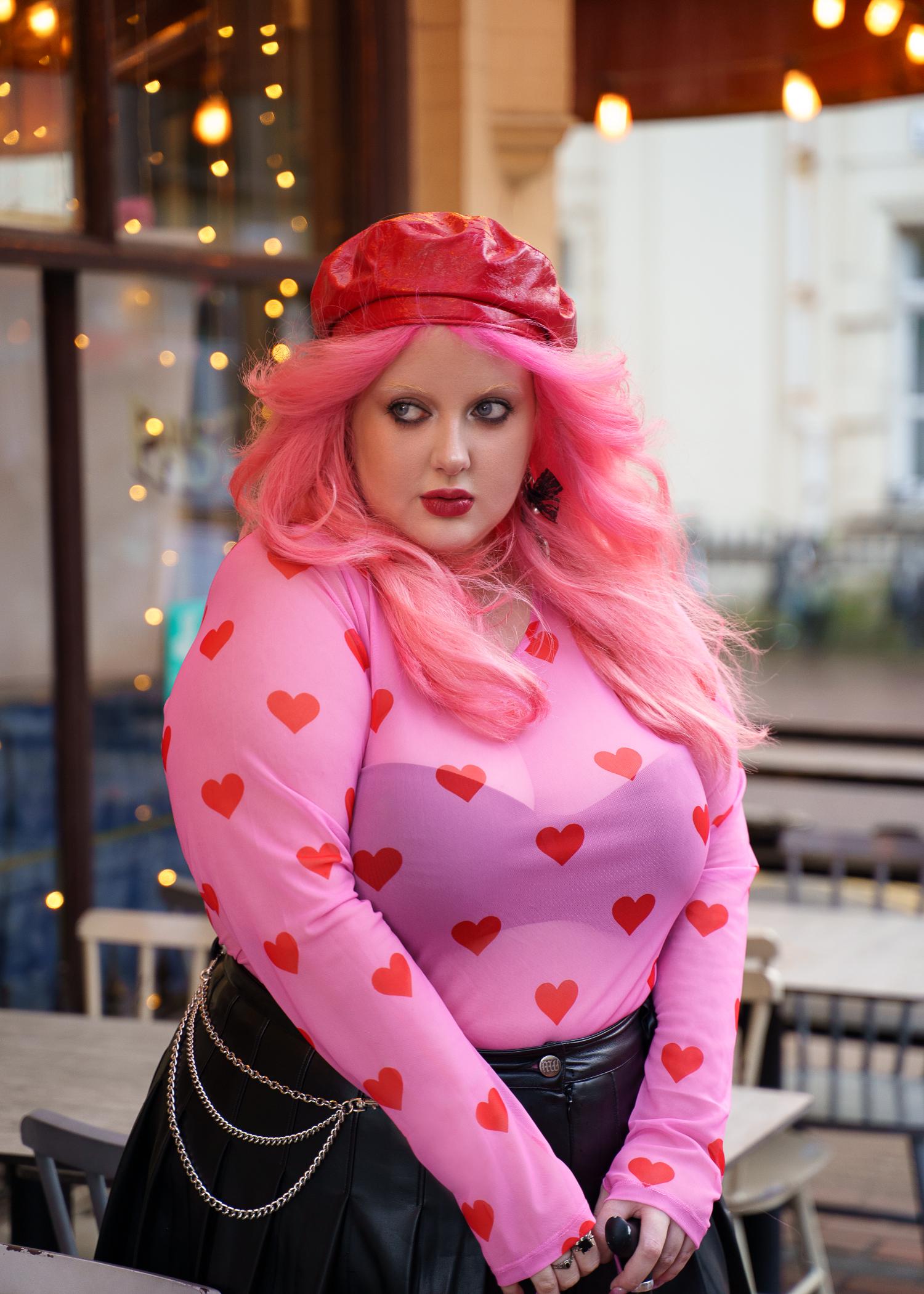 Love Me Heart Print Mesh Top | Sheer Alternative Top | Sizes 32-66