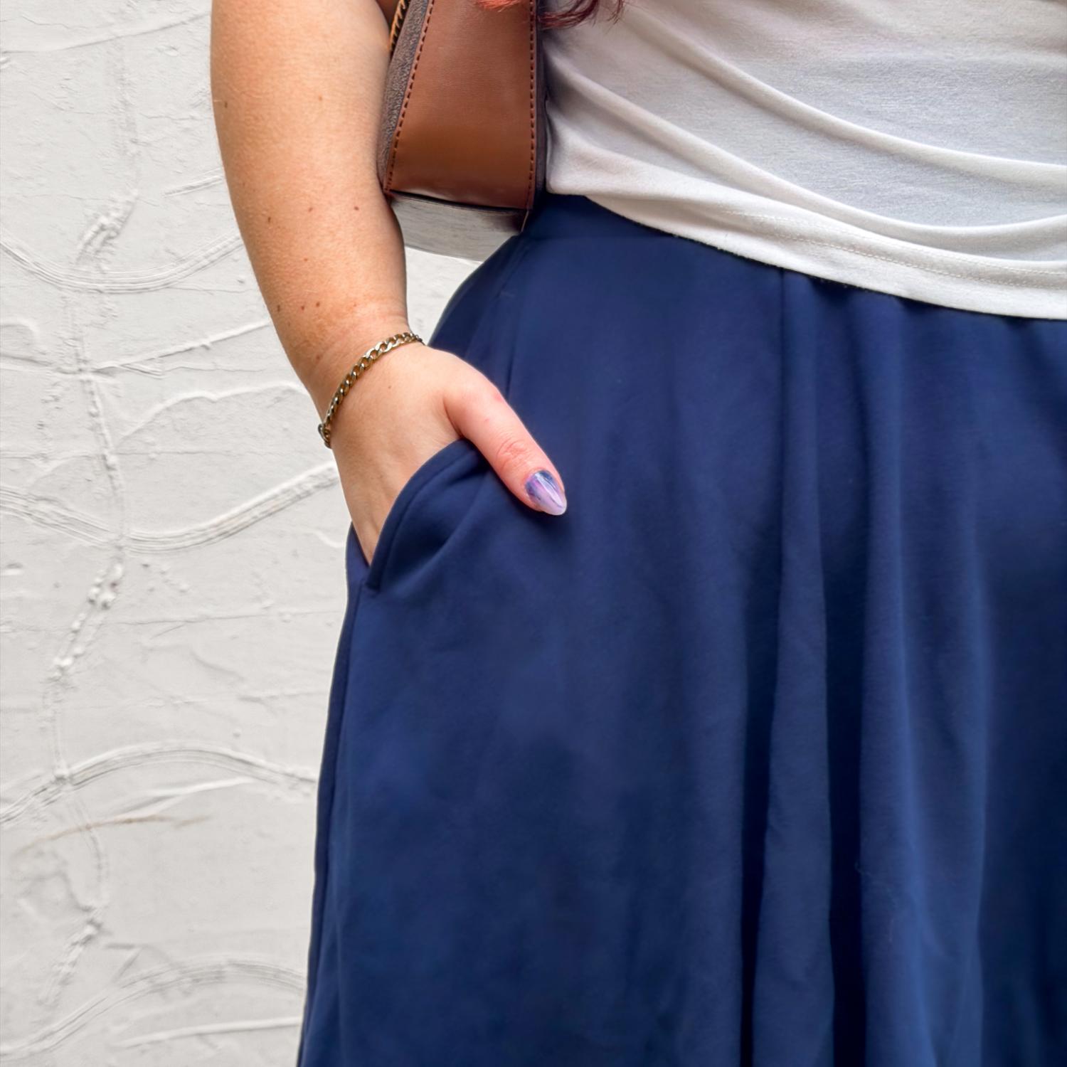 Mini-flare rok - marineblauw