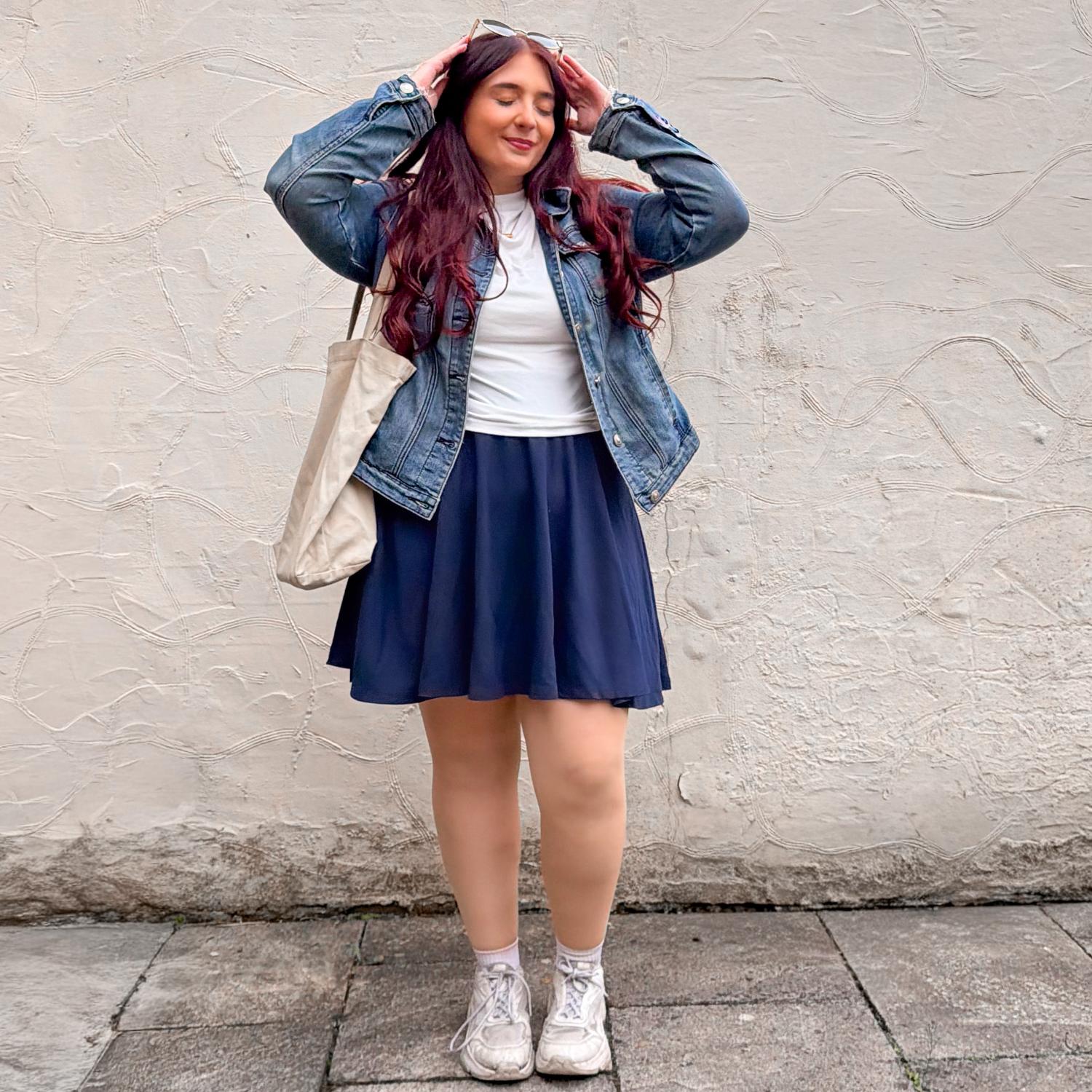 Mini-flare rok - marineblauw