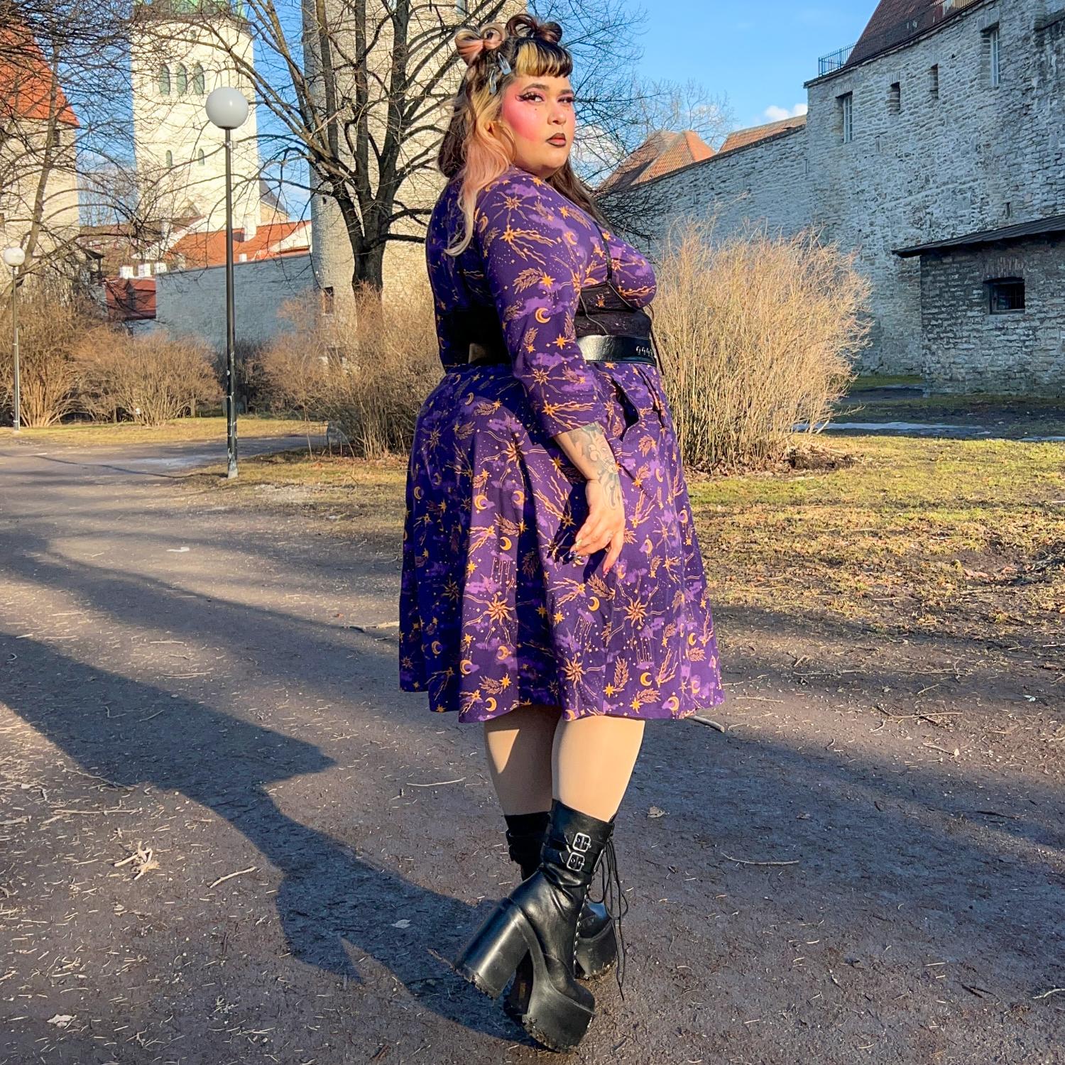 Celestial Wrap Dress - Purple / Gold