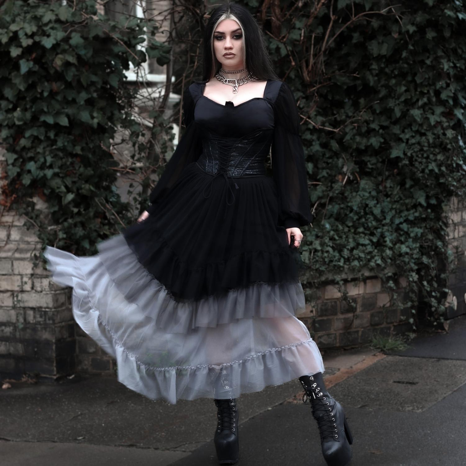 Mesh Maxi Skirt - Black Ombre