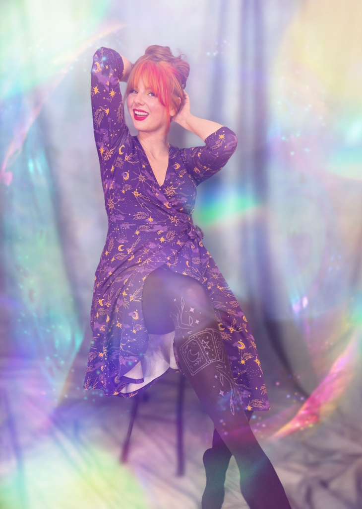 Celestial Wrap Dress - Purple / Gold