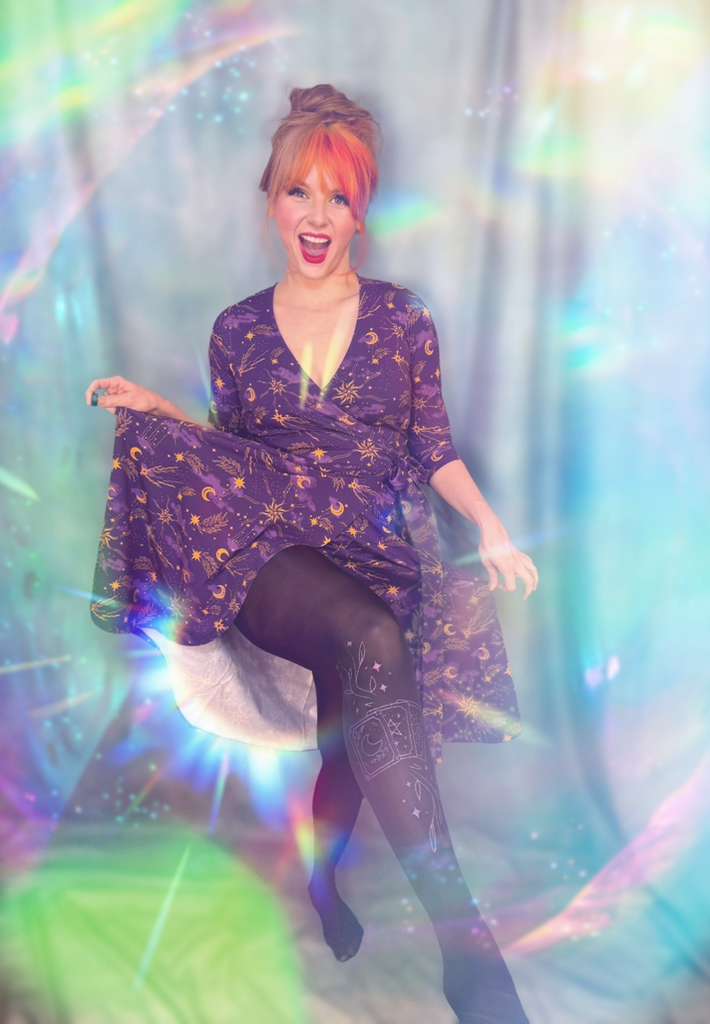 Celestial Wrap Dress - Purple / Gold