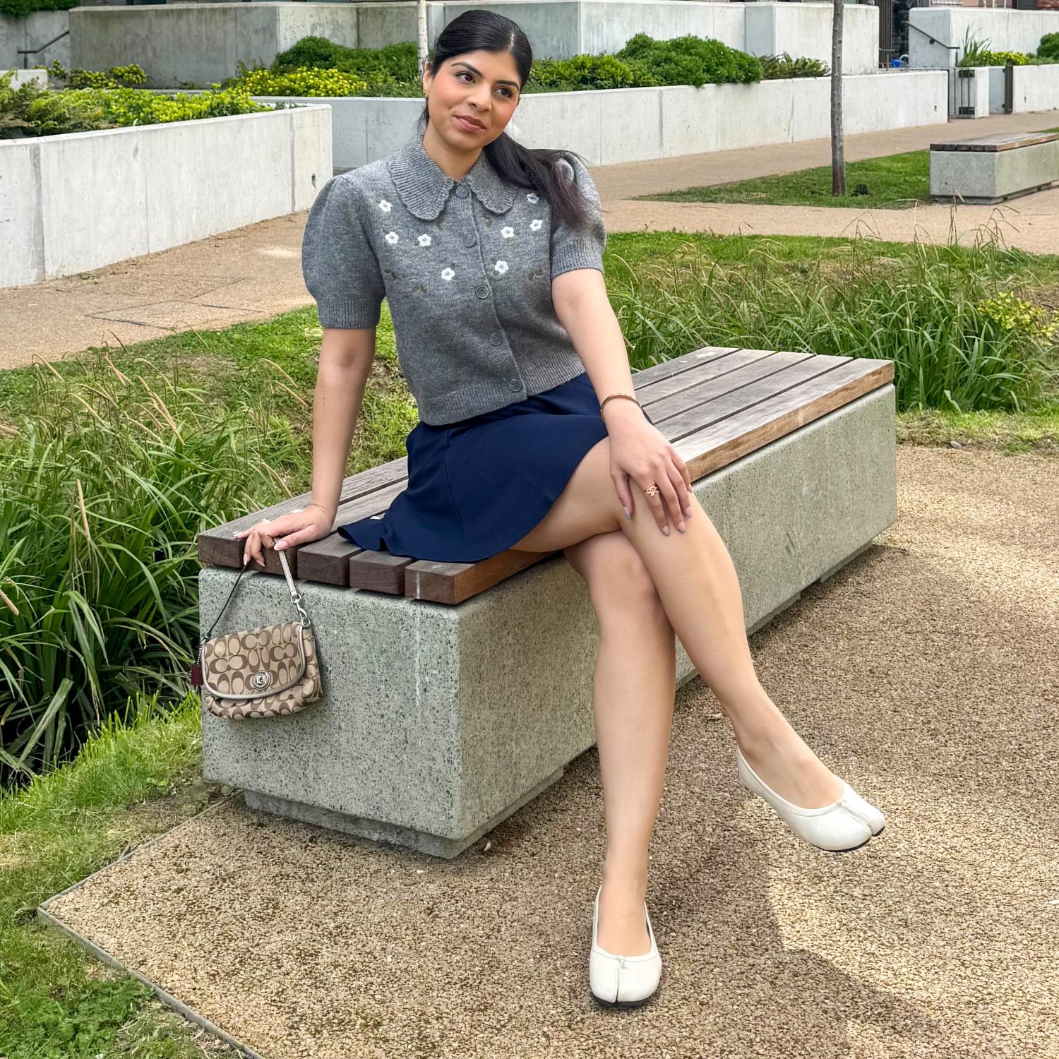 Mini-flare rok - marineblauw