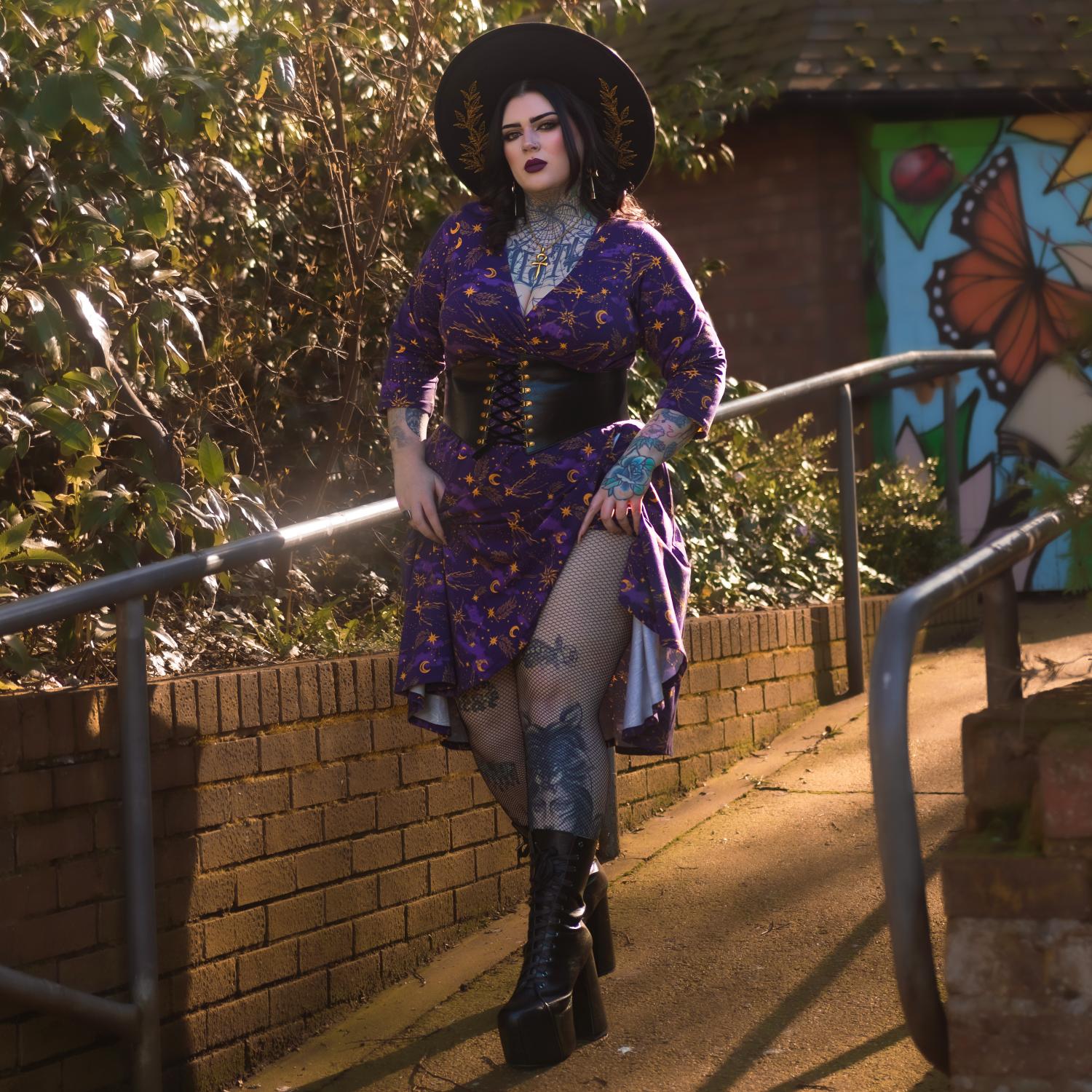 Celestial Wrap Dress - Purple / Gold