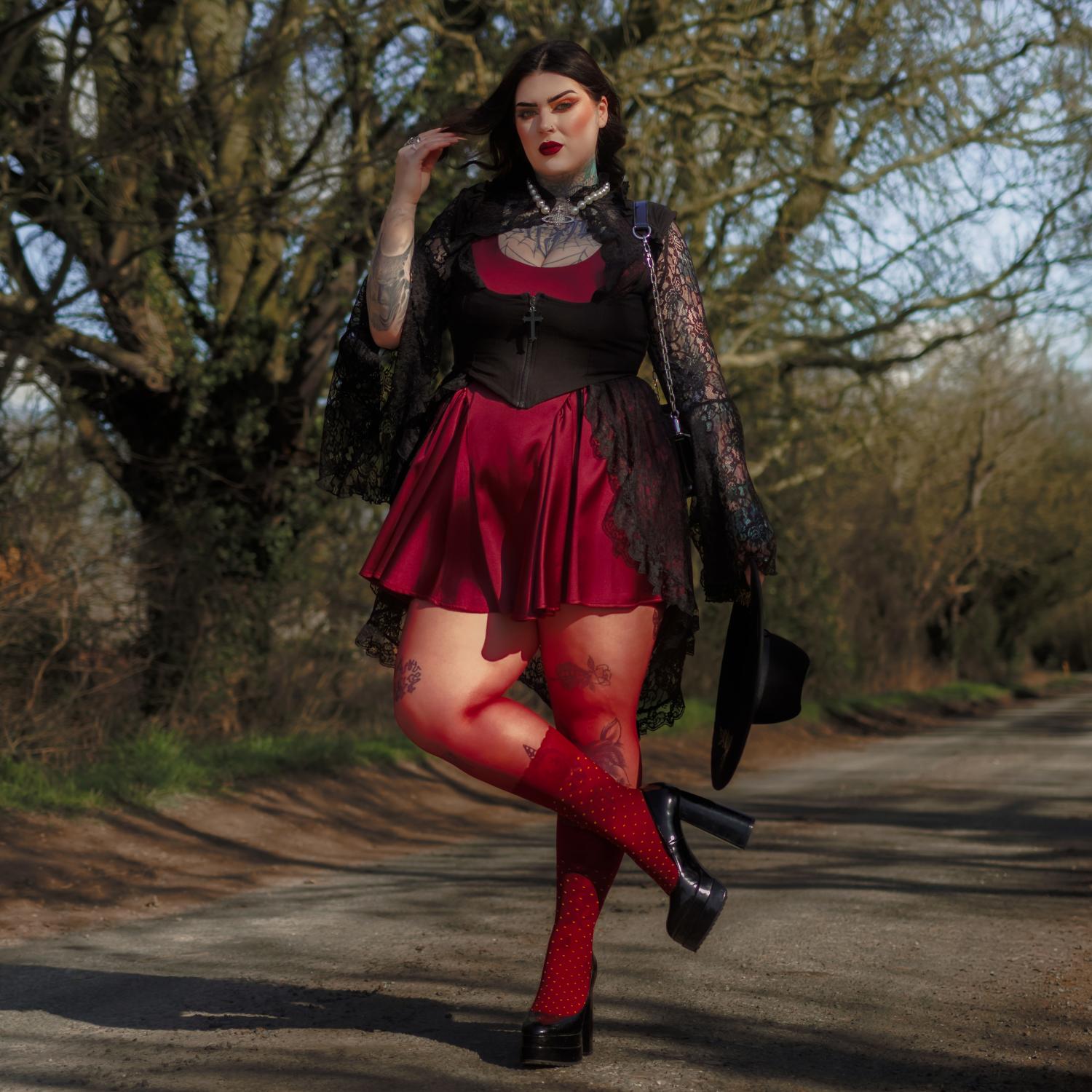 Seoul Chic Faux Sock Tights - Burgundy