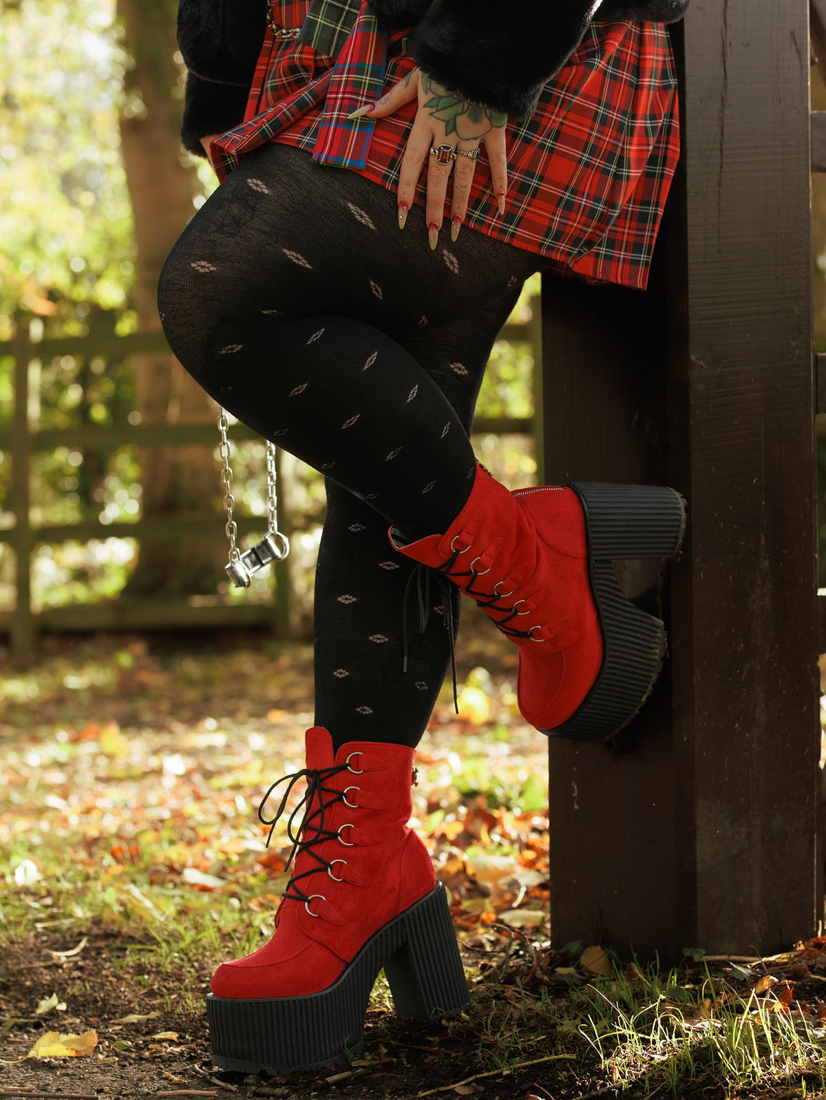 Wool Lace Tights - Ditsy Diamond - Black