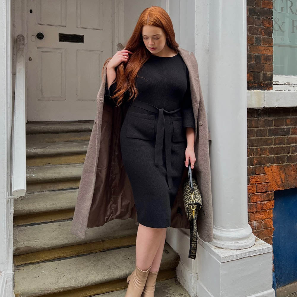 Black Cocoon Knit Midi Dress with Pockets | Snag – Snag EU