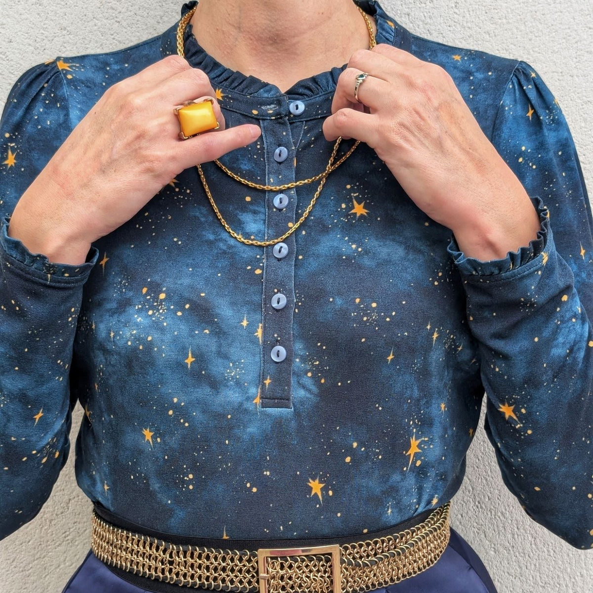 Viscose Jersey Button-up Tailored Shirt - Nebula