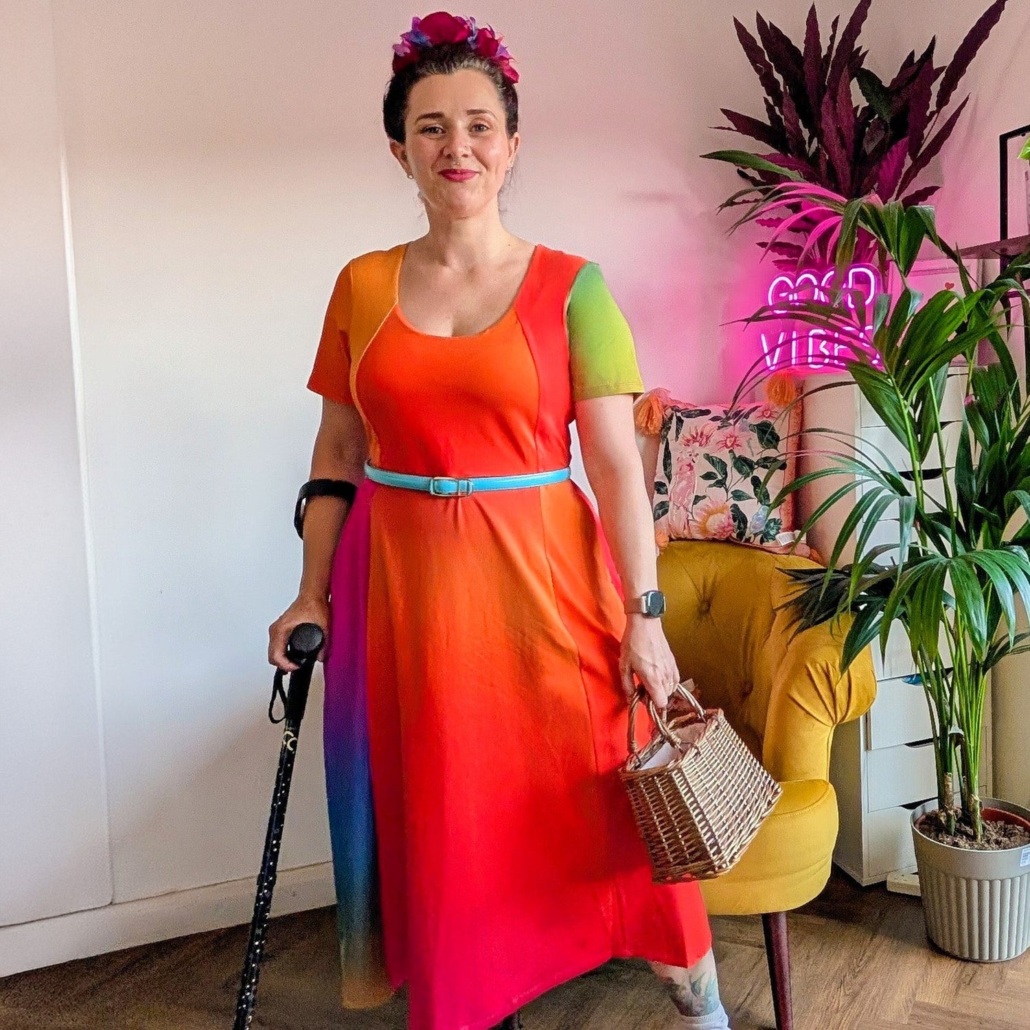 Vestido midi de corte en A «Vanessa» - Arcoíris