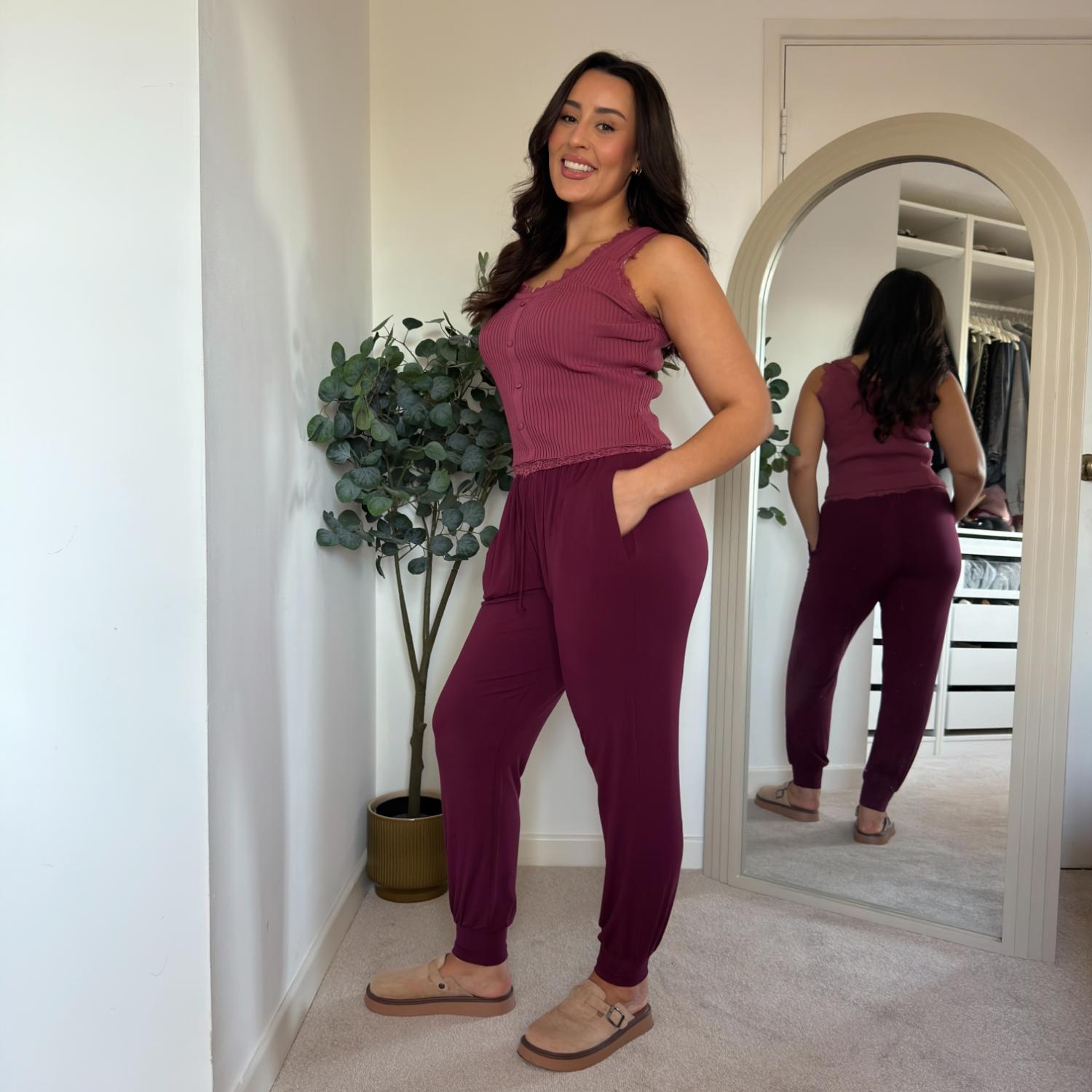 Bamboe lounge-joggingbroek - Kersen