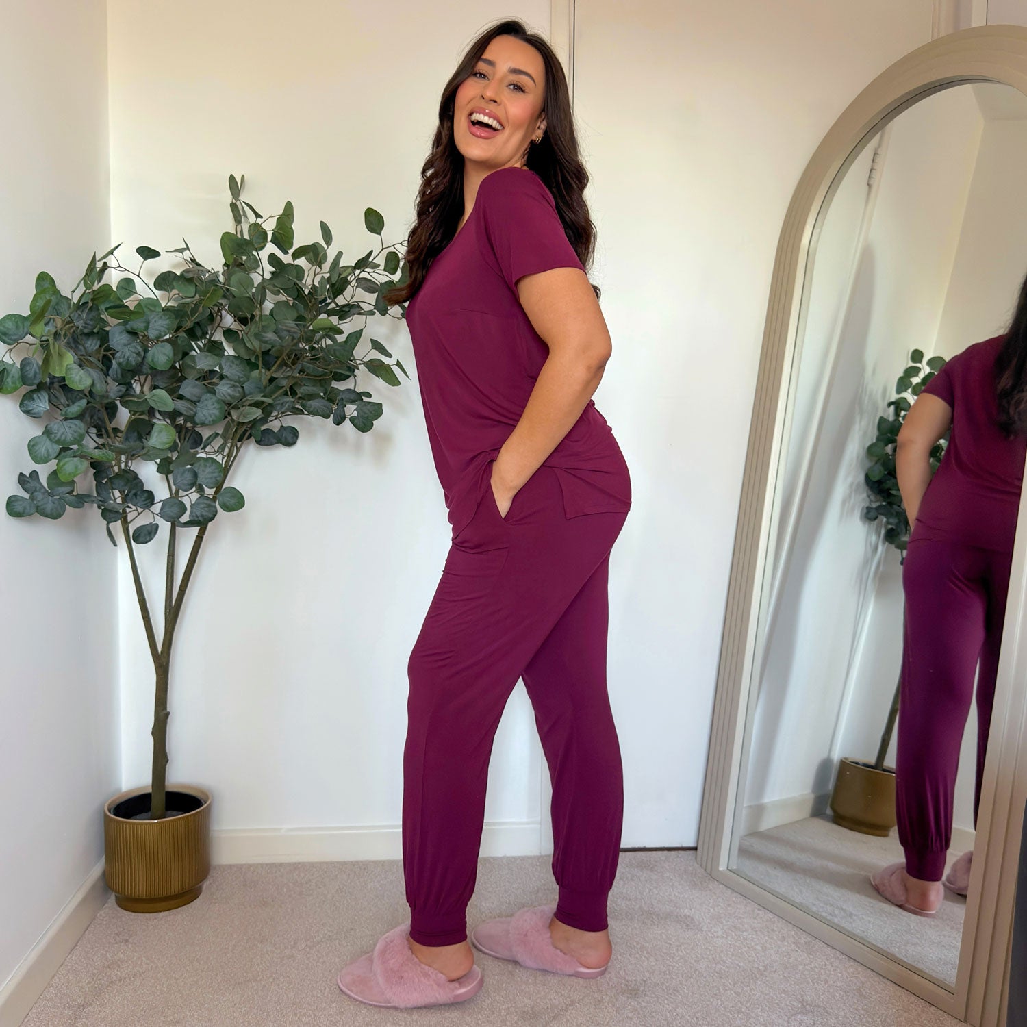 Bamboe lounge-joggingbroek - Kersen