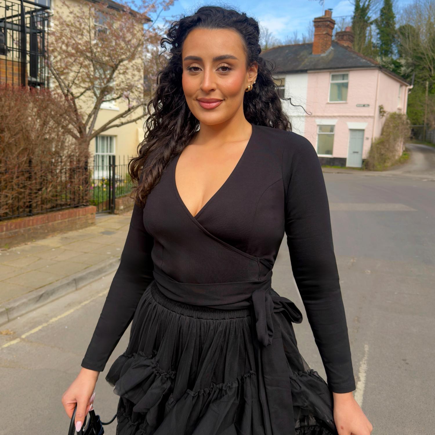 Top cache-cœur en coton biologique - Noir