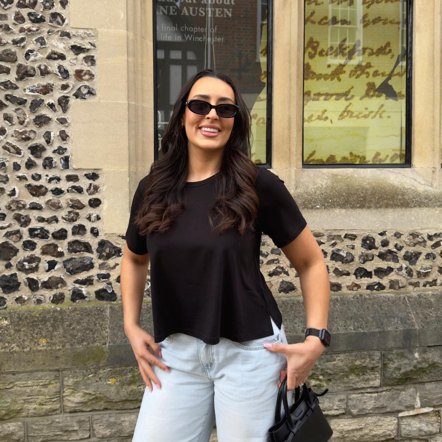 T-shirt à col rond en pâte de bois rafraîchissant - Noir