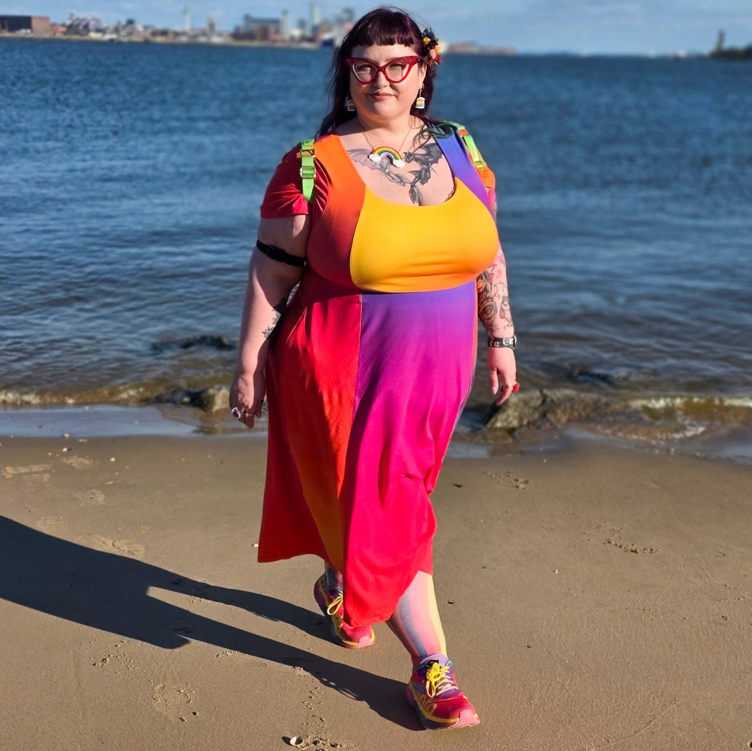 Vestido midi de corte en A «Vanessa» - Arcoíris