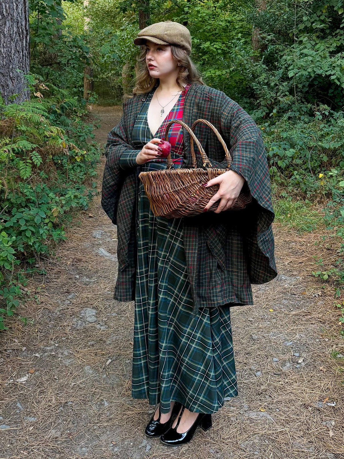 Islay Jersey Maxi A-Line Skirt - Green Tartan