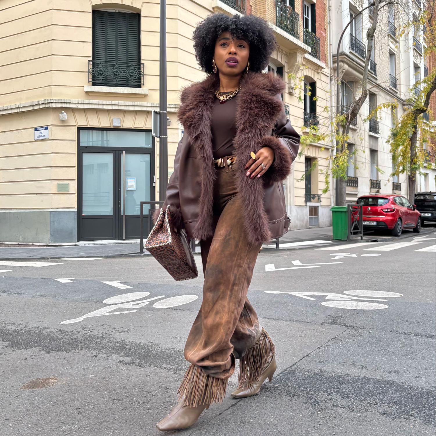 Brown Faux Fur Aviator Longline Jacket - Ethical & Inclusive Snag