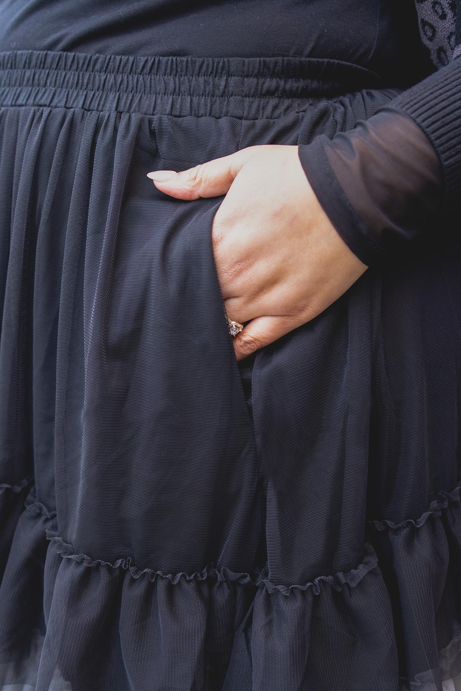 Mesh Maxi Skirt - Black Ombre