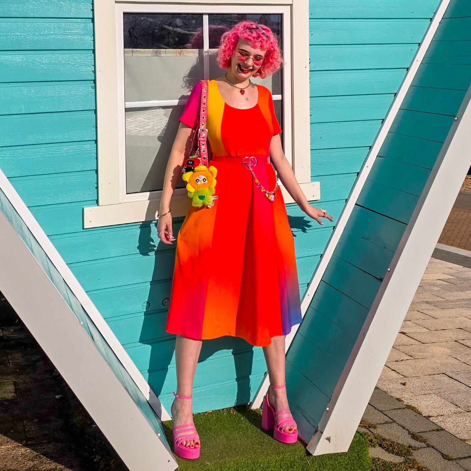 Vestido midi de corte en A «Vanessa» - Arcoíris