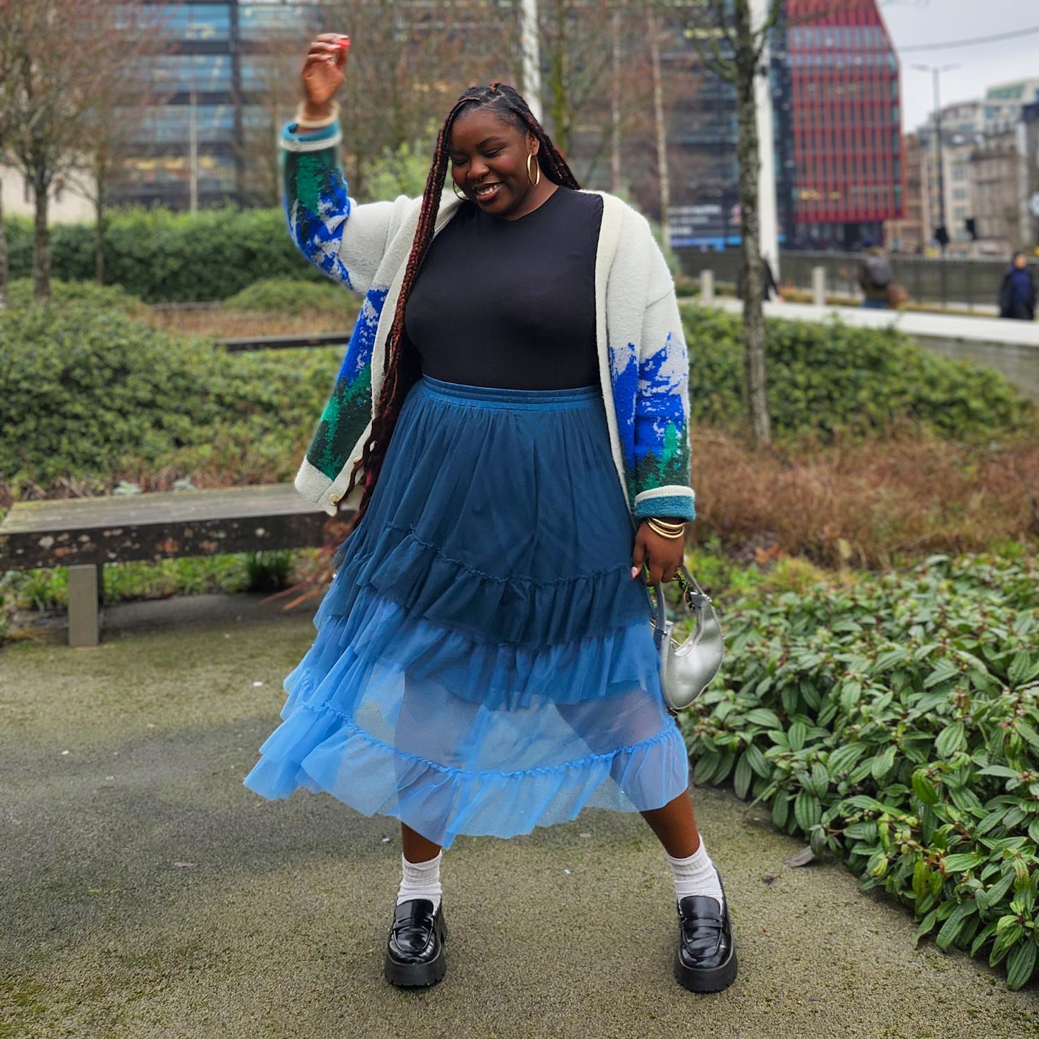 Mesh Maxi Skirt - Blue Ombre