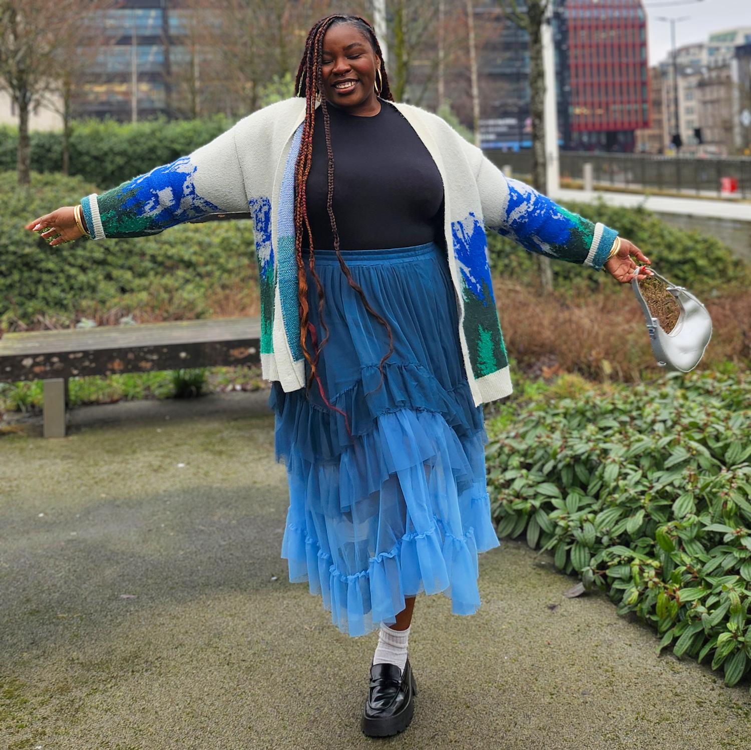 Mesh Maxi Skirt - Blue Ombre