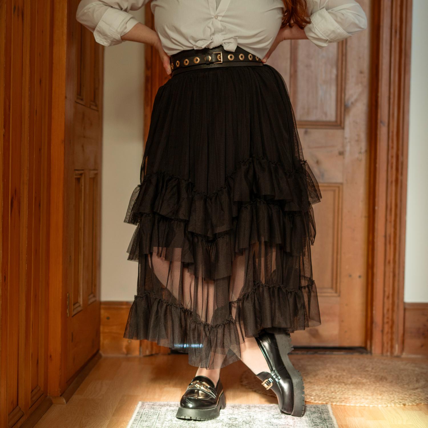 Maxi Mesh Skirt - Black