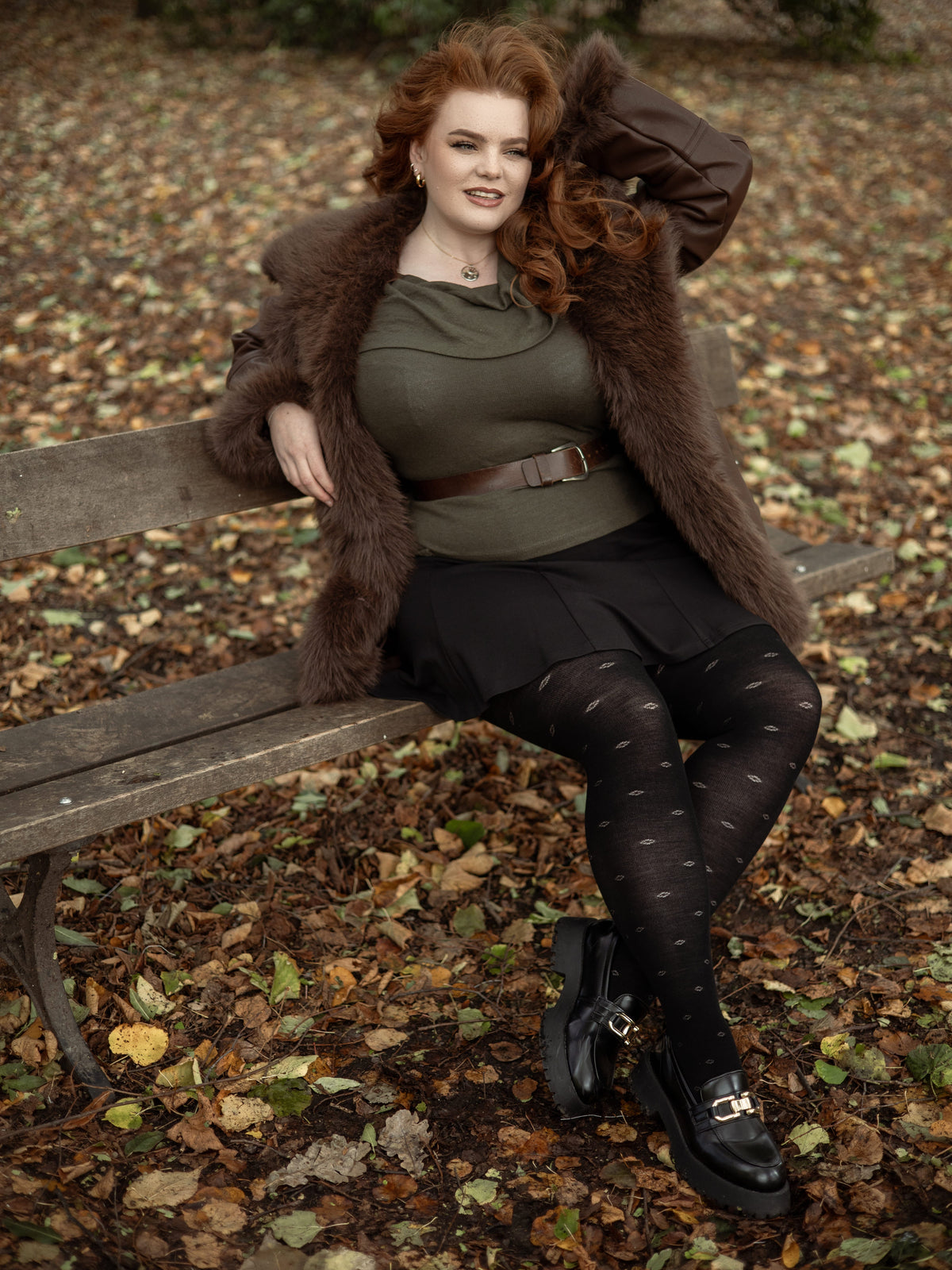 Wool Lace Tights - Ditsy Diamond - Black