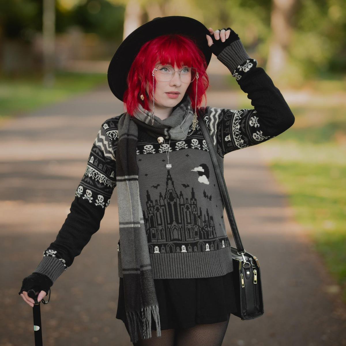 Fair Isle Jumper - Haunted House - Black/Grey