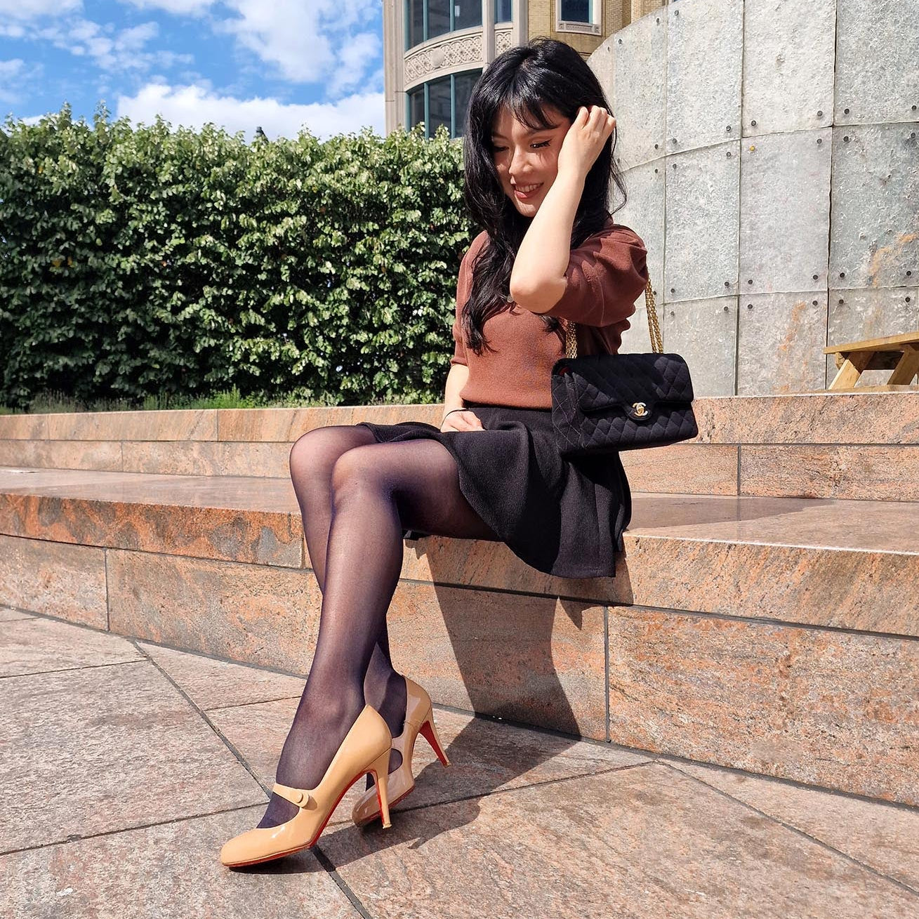 30 Denier Sheer Halo Tights - Liquorice
