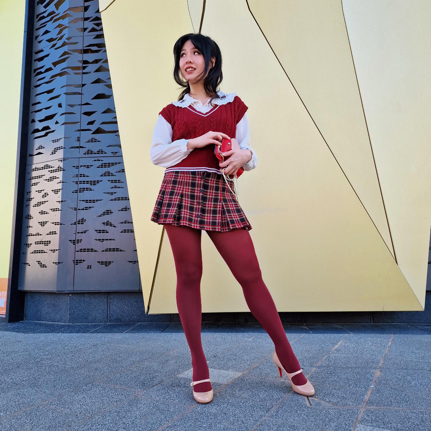 Stay Cool 80 Denier Tights - Burgundy