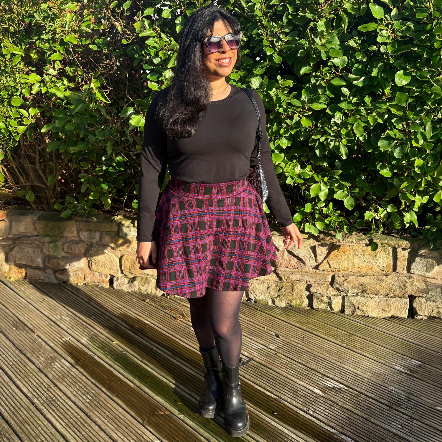 Camiseta de algodón de manga larga y cuello redondo - Negro