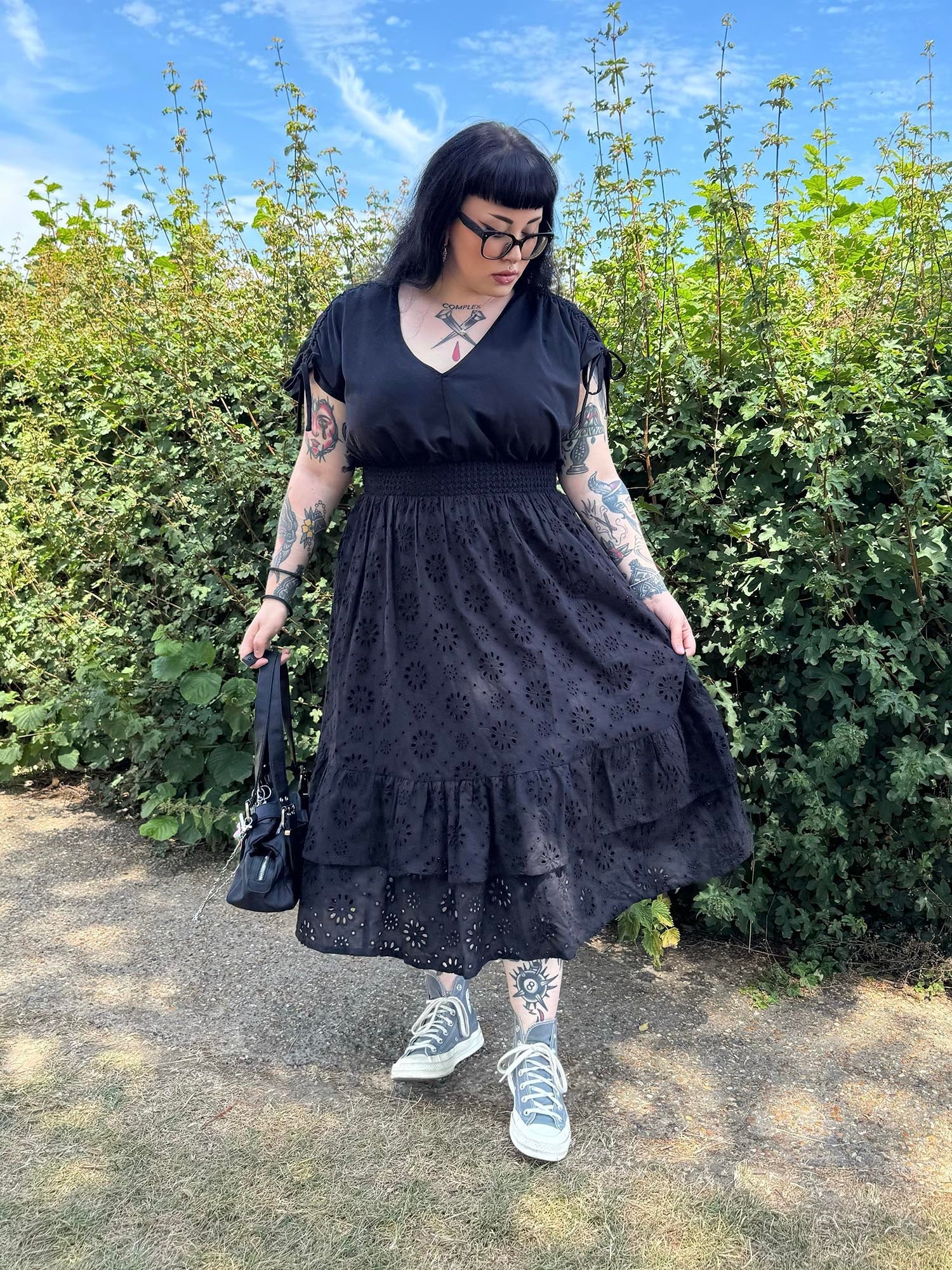 black broderie anglaise midi dress Broderie Anglaise Midi Dress