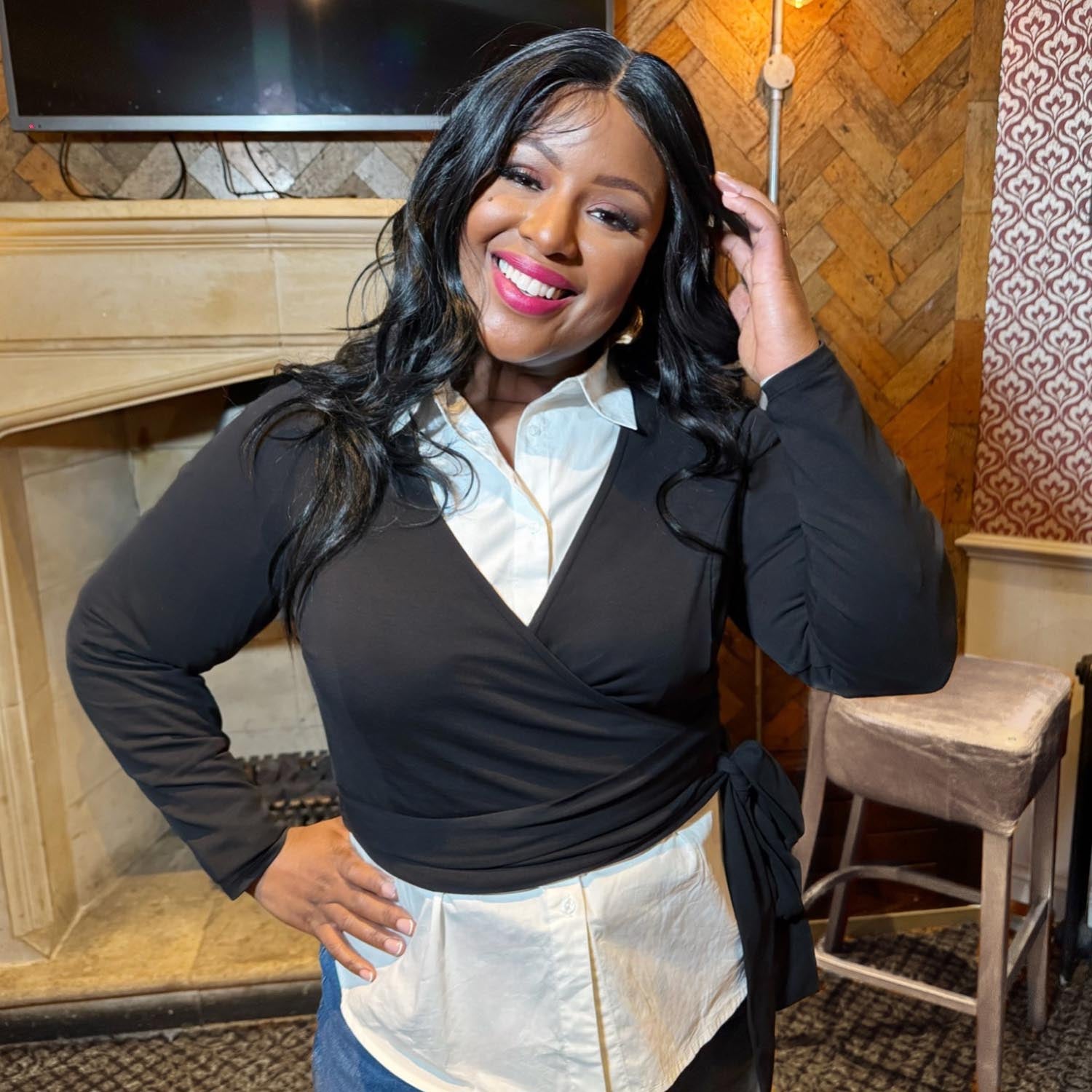 Top cache-cœur en coton biologique - Noir