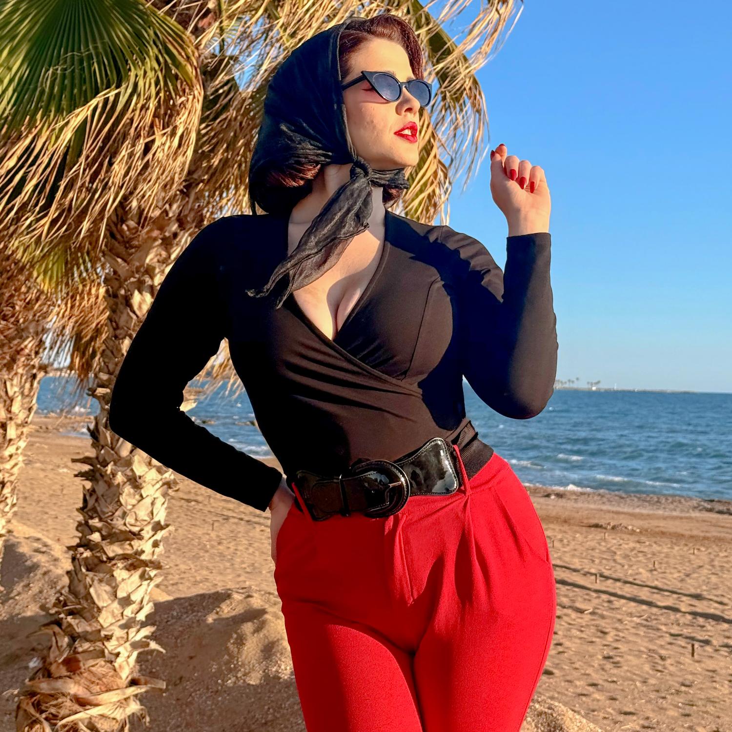 Top cache-cœur en coton biologique - Noir