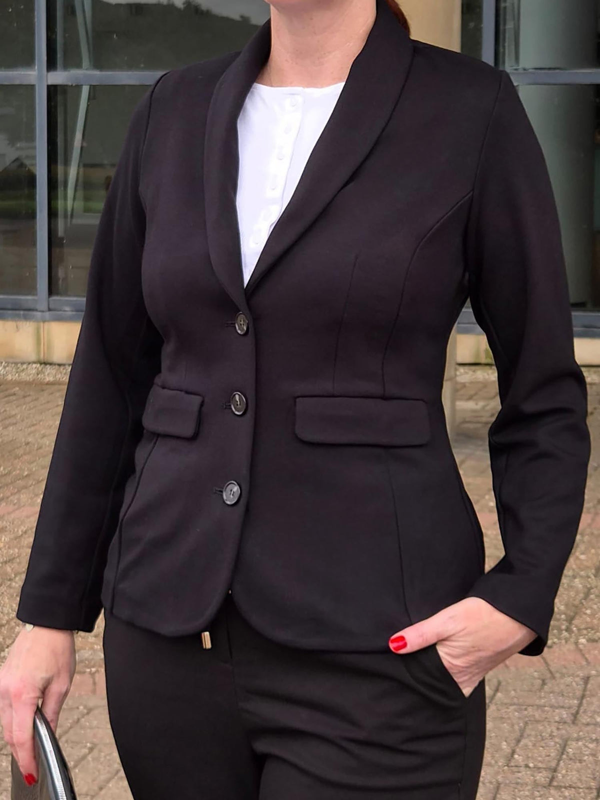 Tailored Ponte Roma Blazer - Black