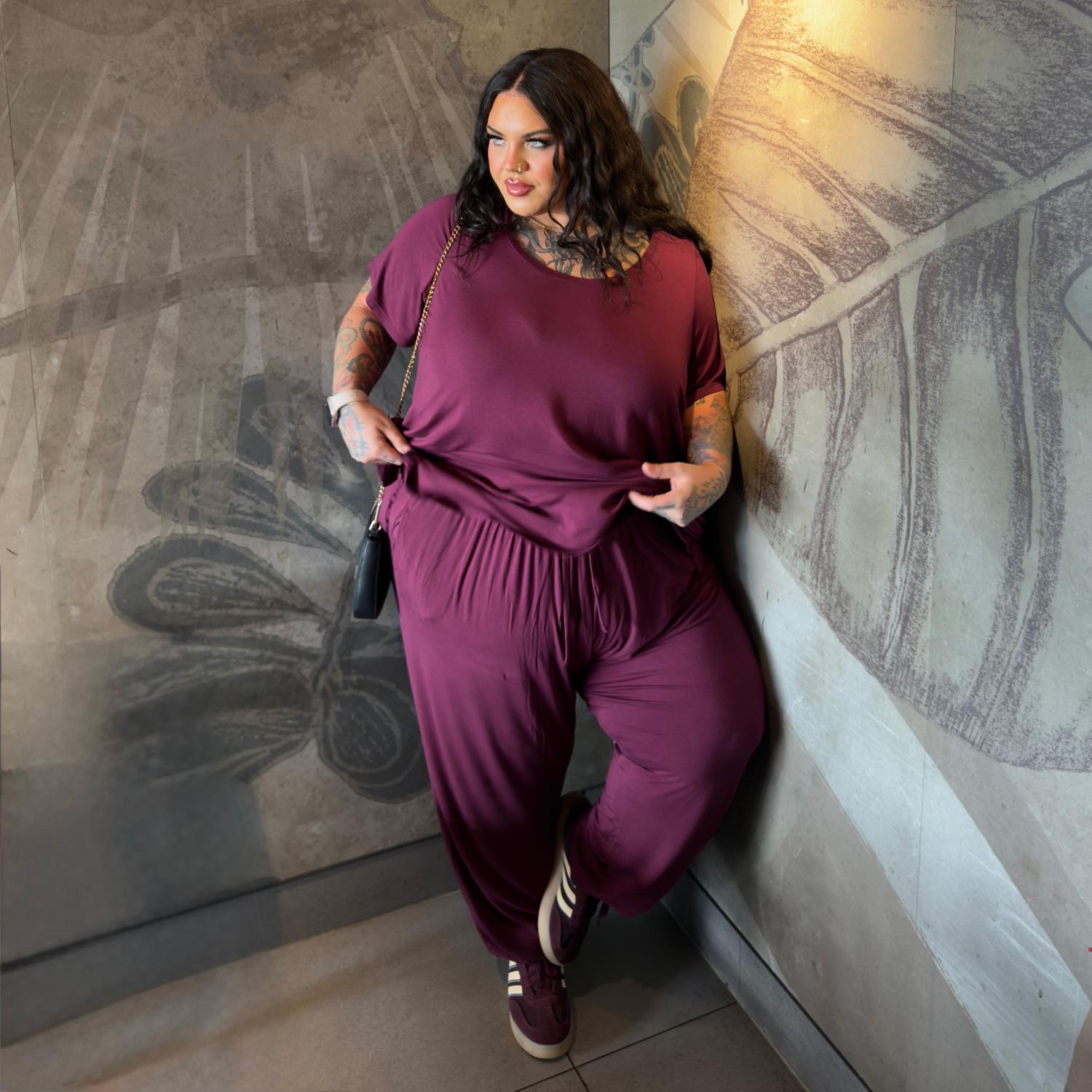 Bamboe lounge-joggingbroek - Kersen