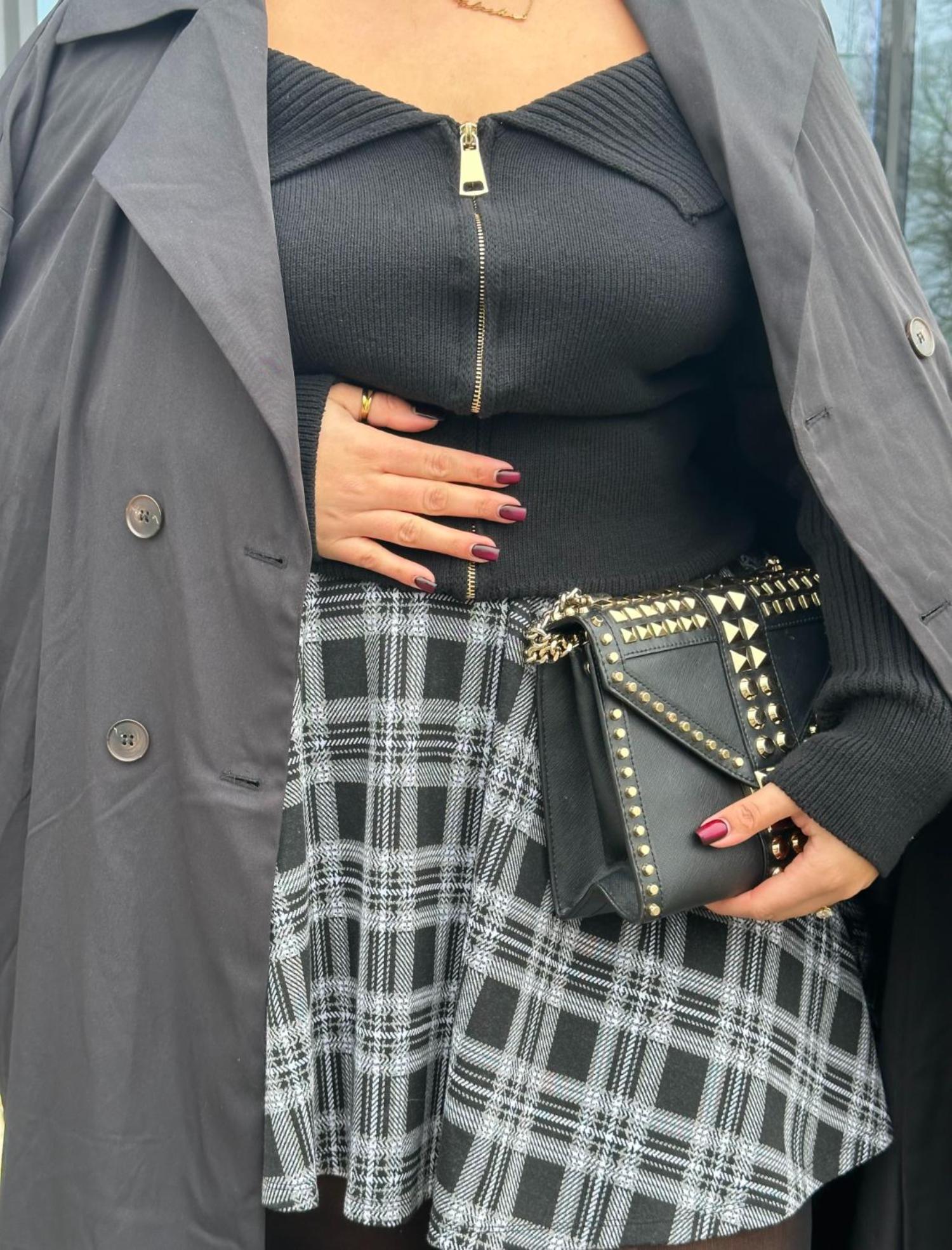 Plaid Mini-Flare Skirt - Cairn