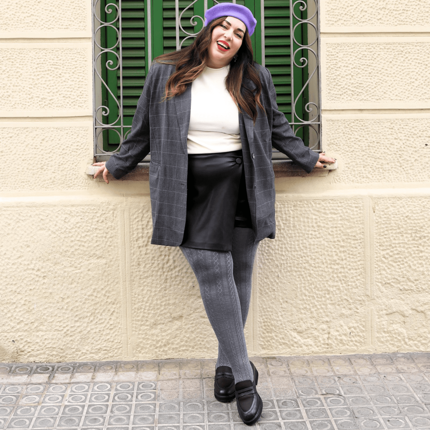 Grannies Cable Knit Wool Tights V2 - Slate