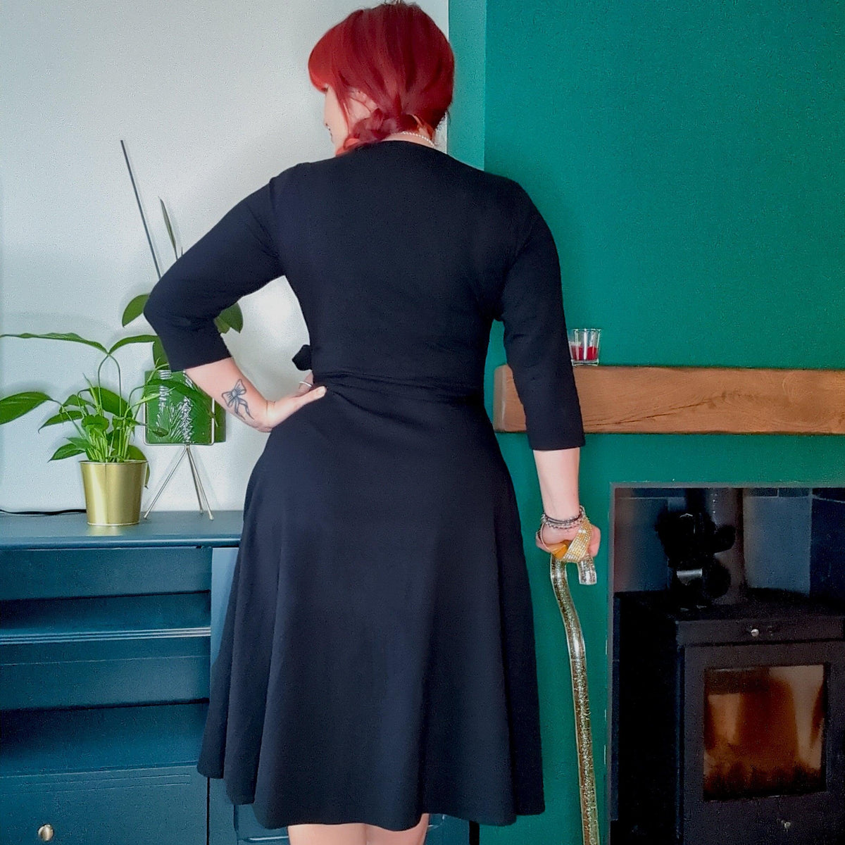 Vestido de gola alta - Preto