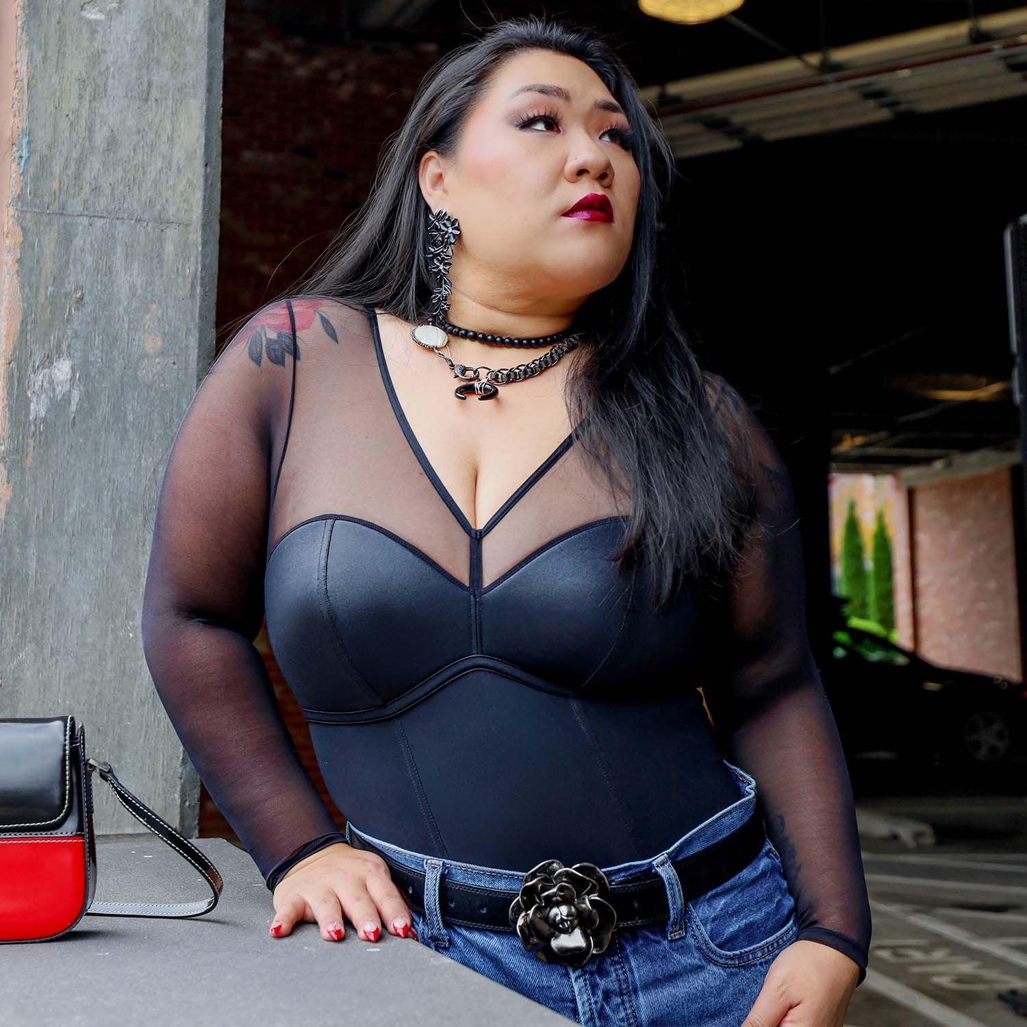 Siren Bodysuit i imiteret læder