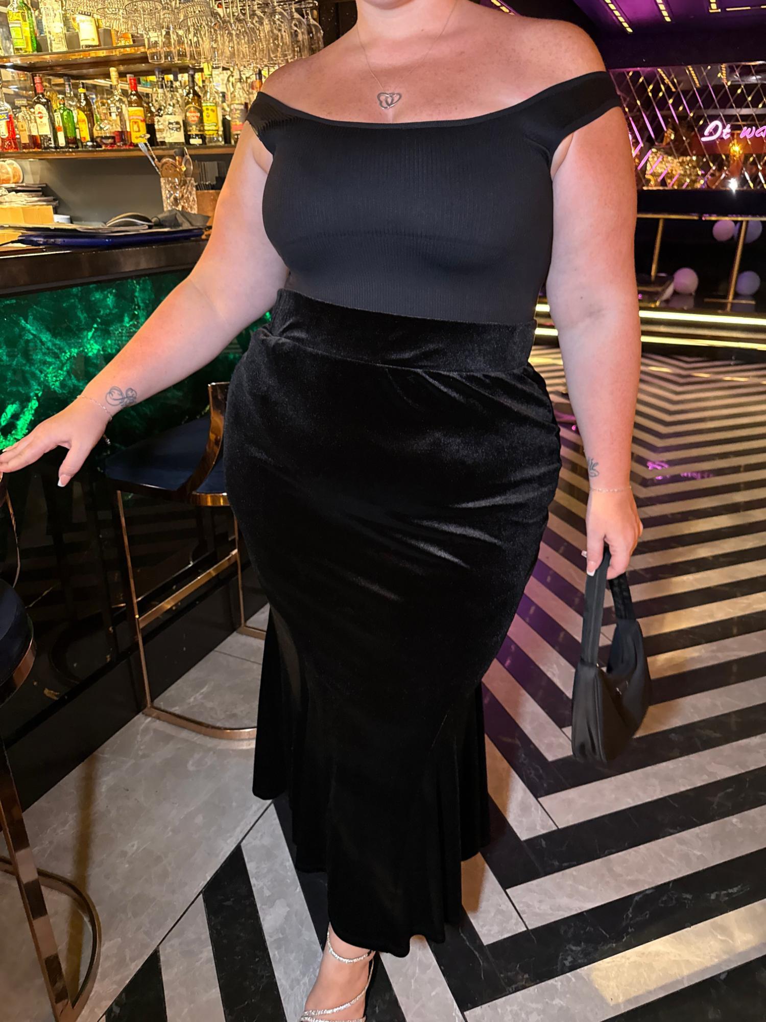 Havfruenederdel i fløjl - sort