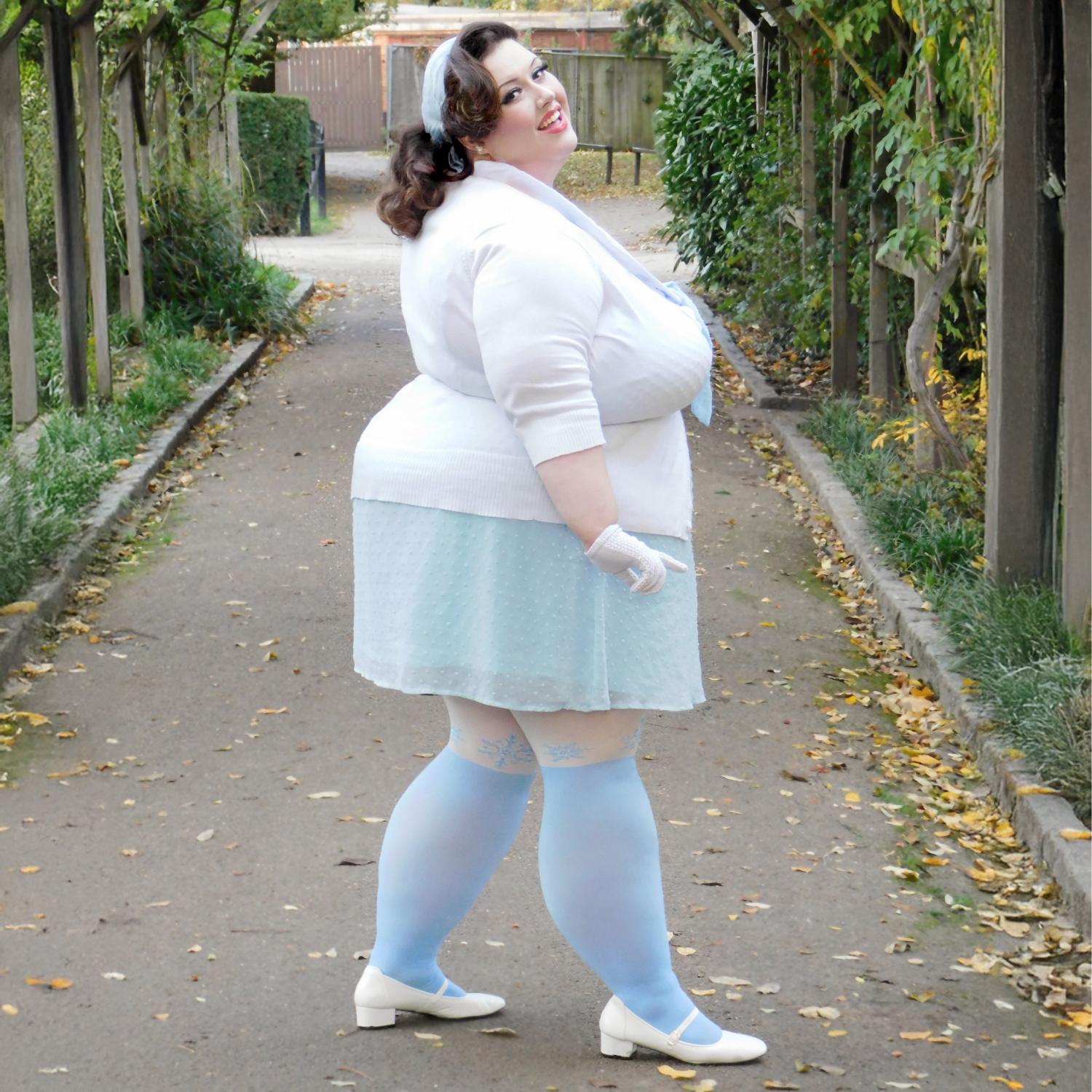 Julestrømpebukser - Strømpebånd med snefnug