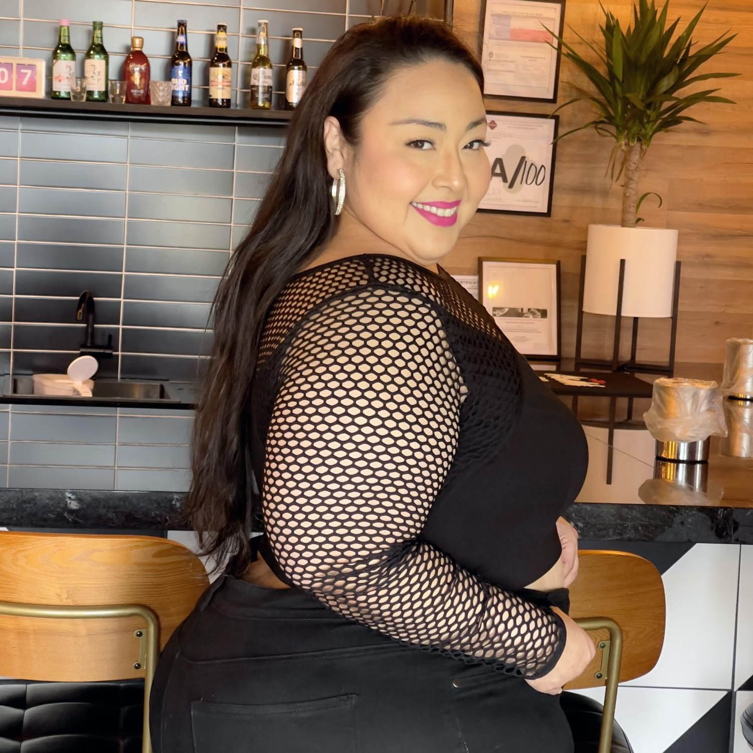 Fishnet-top - Alanis - Sort