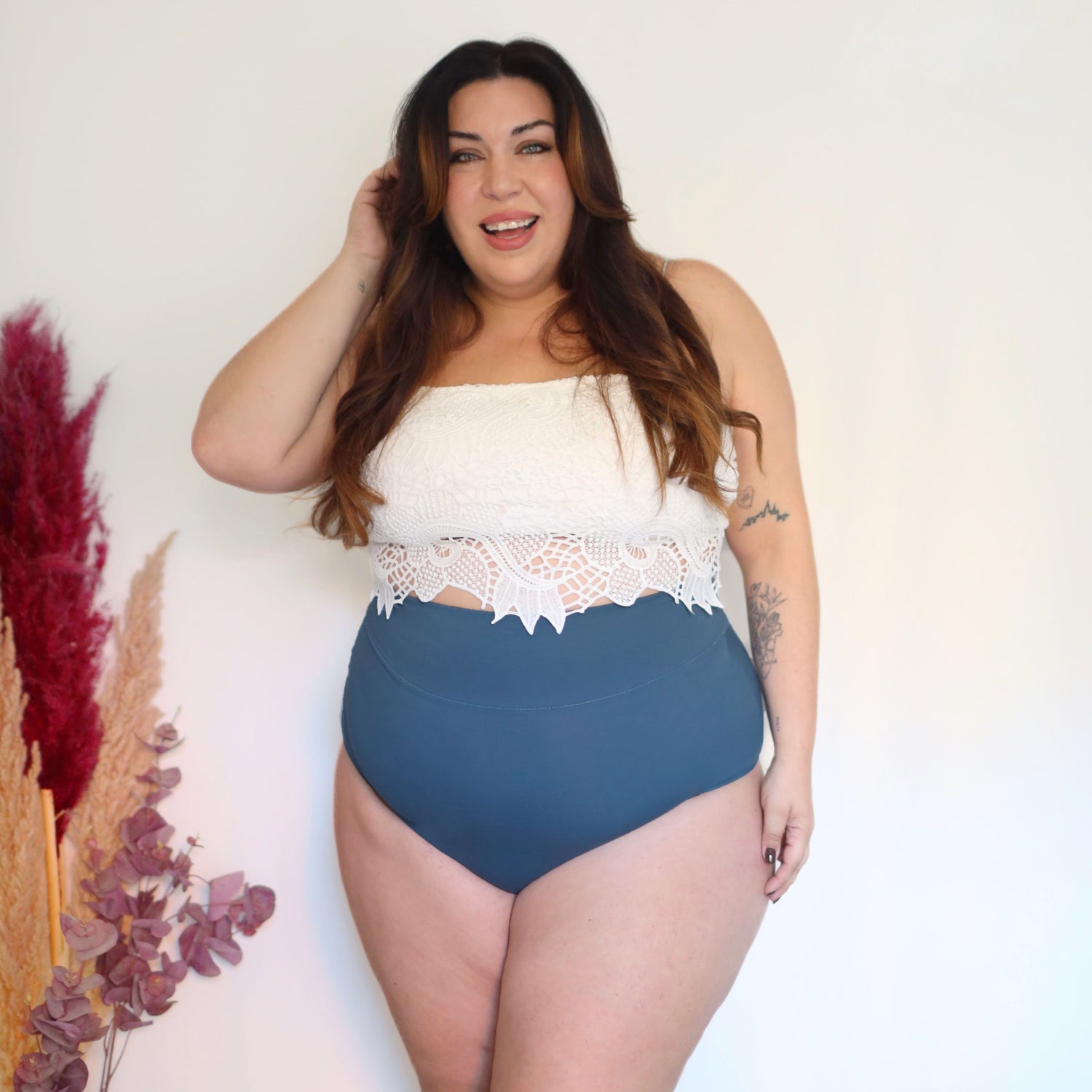 Super højtaljede knickers i økologisk bomuld - Denim