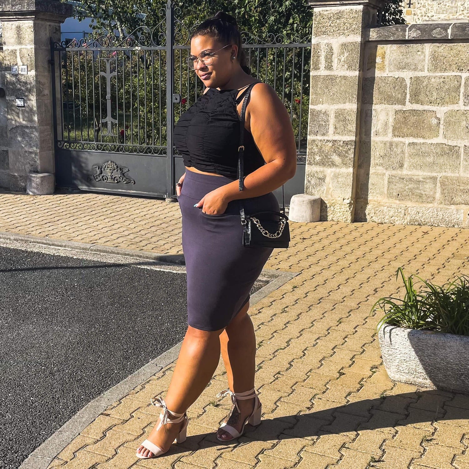 Blyantnederdel - skifergrå