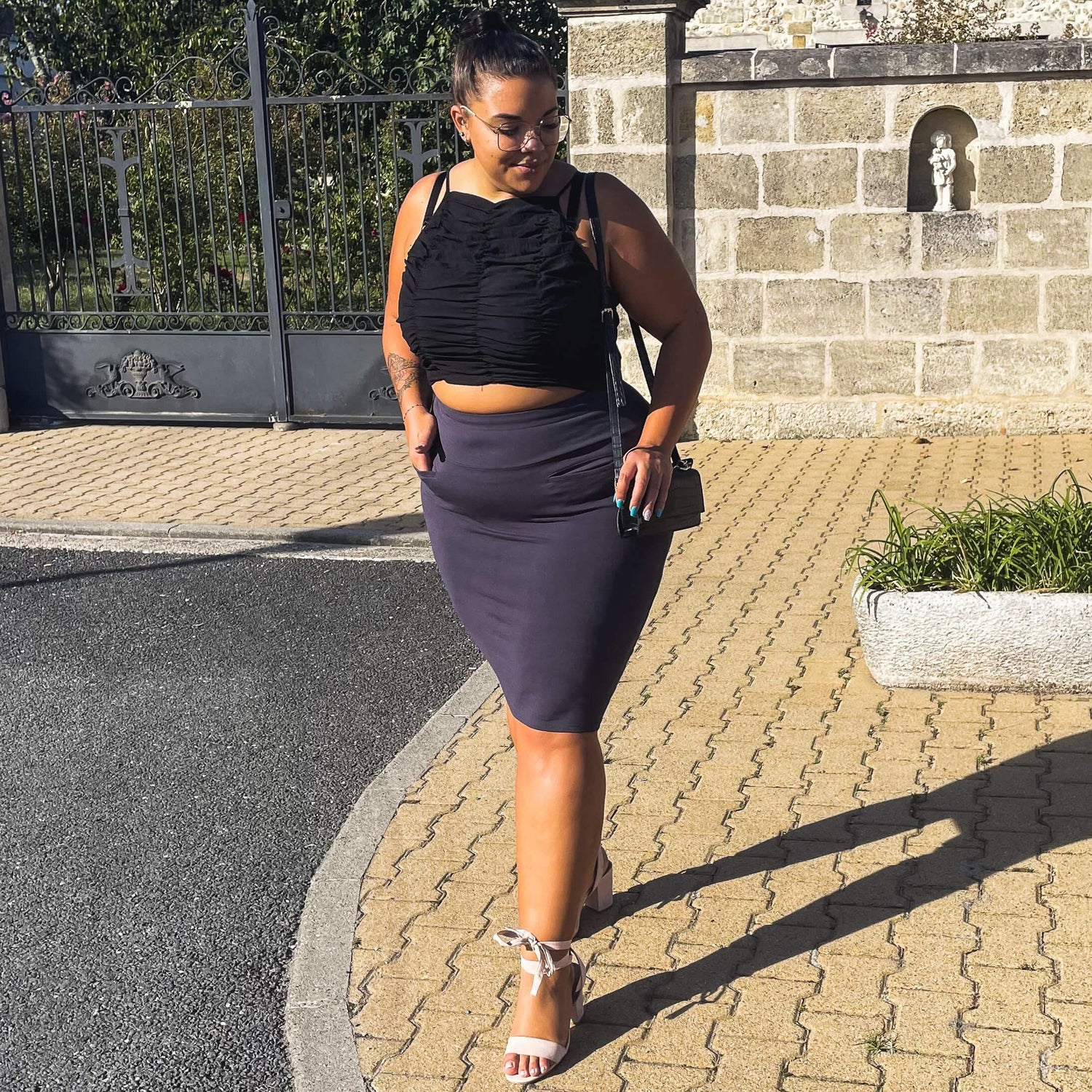 Blyantnederdel - skifergrå